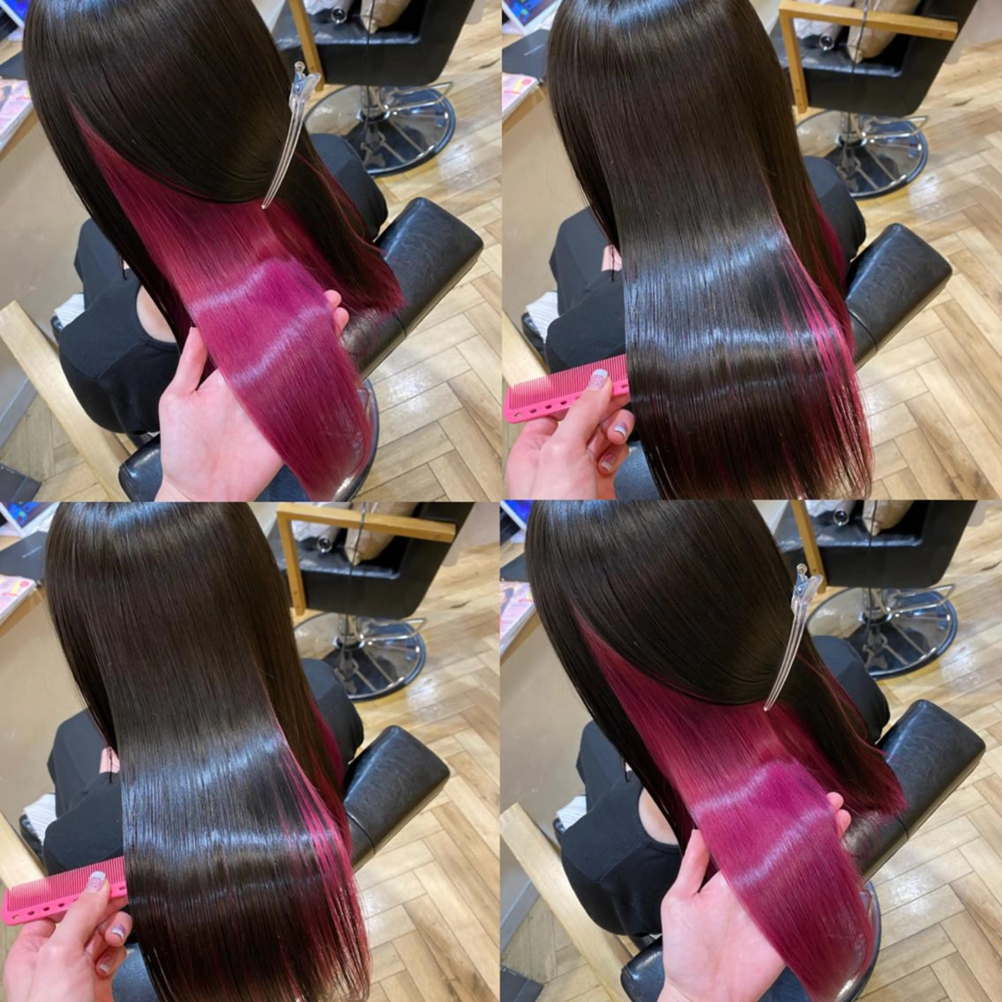 ロング カラー ブリーチ ピンクカラー 艶カラー/韓国顔周り 🎀mamiのヘアスタイル