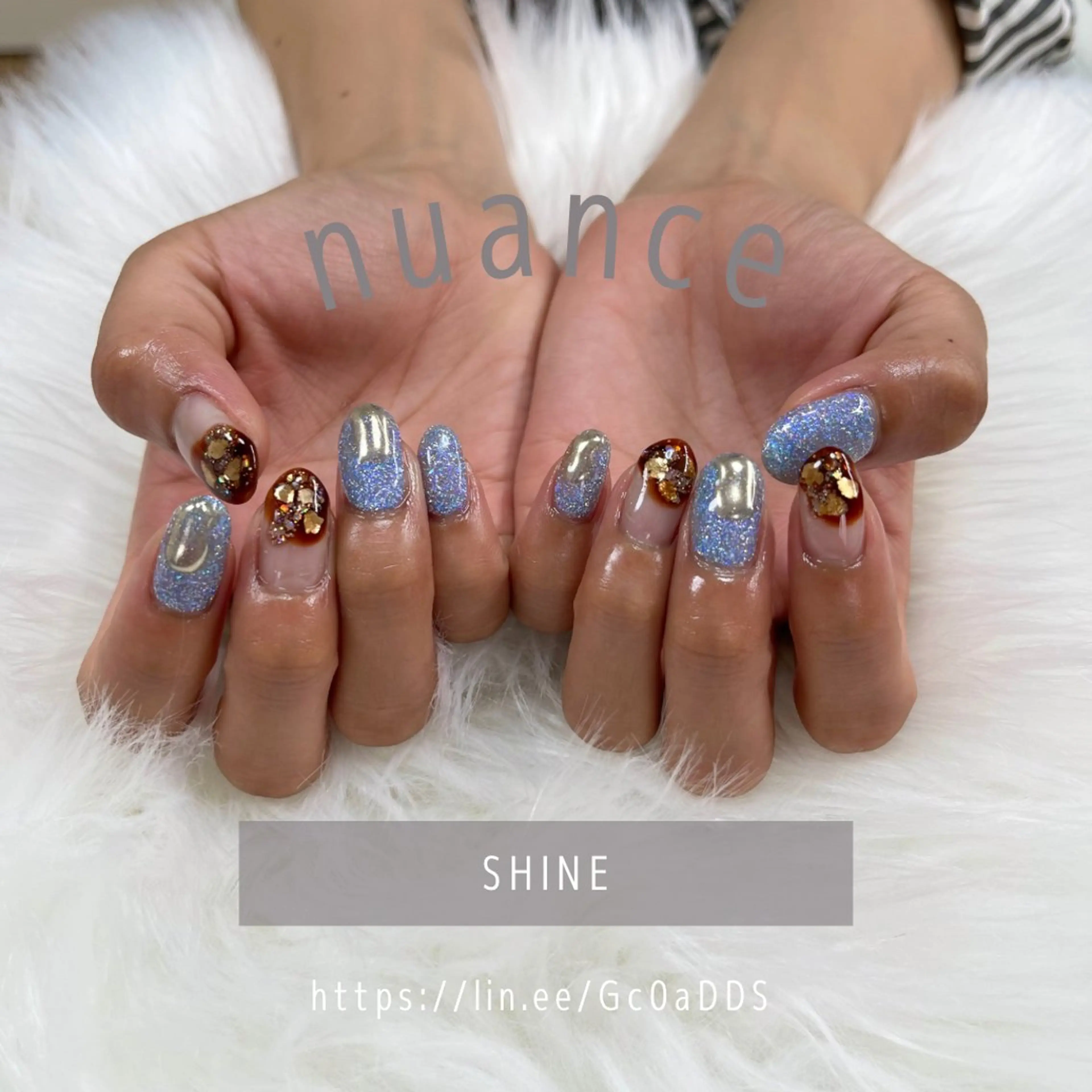 ネイル ミラーネイル ニュアンスネイル ぷっくりネイル SHINE nail salonのネイルデザイン