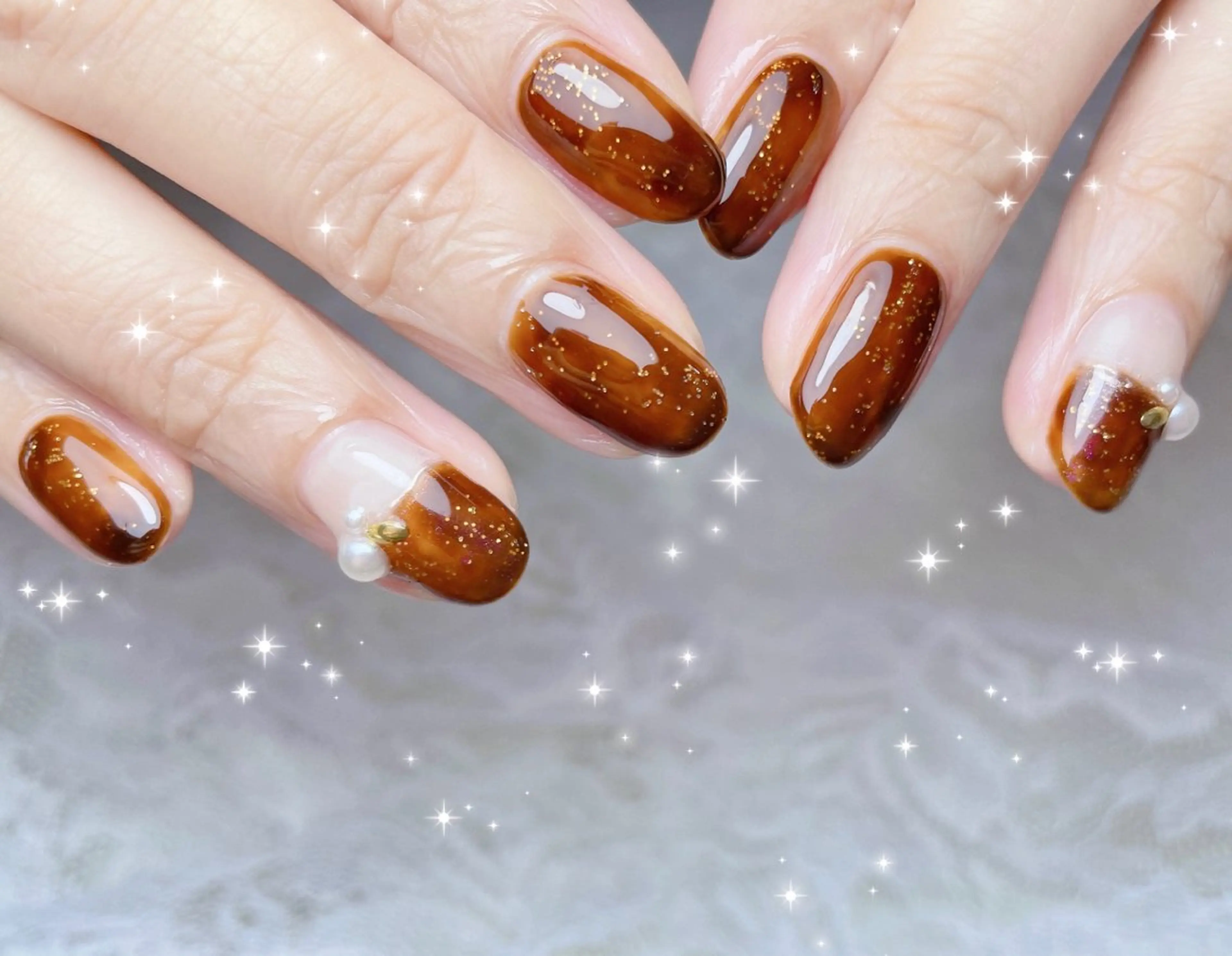 ネイル アートネイル べっ甲ネイル ハンドネイル FLARE NAIL フレアネイルのネイルデザイン