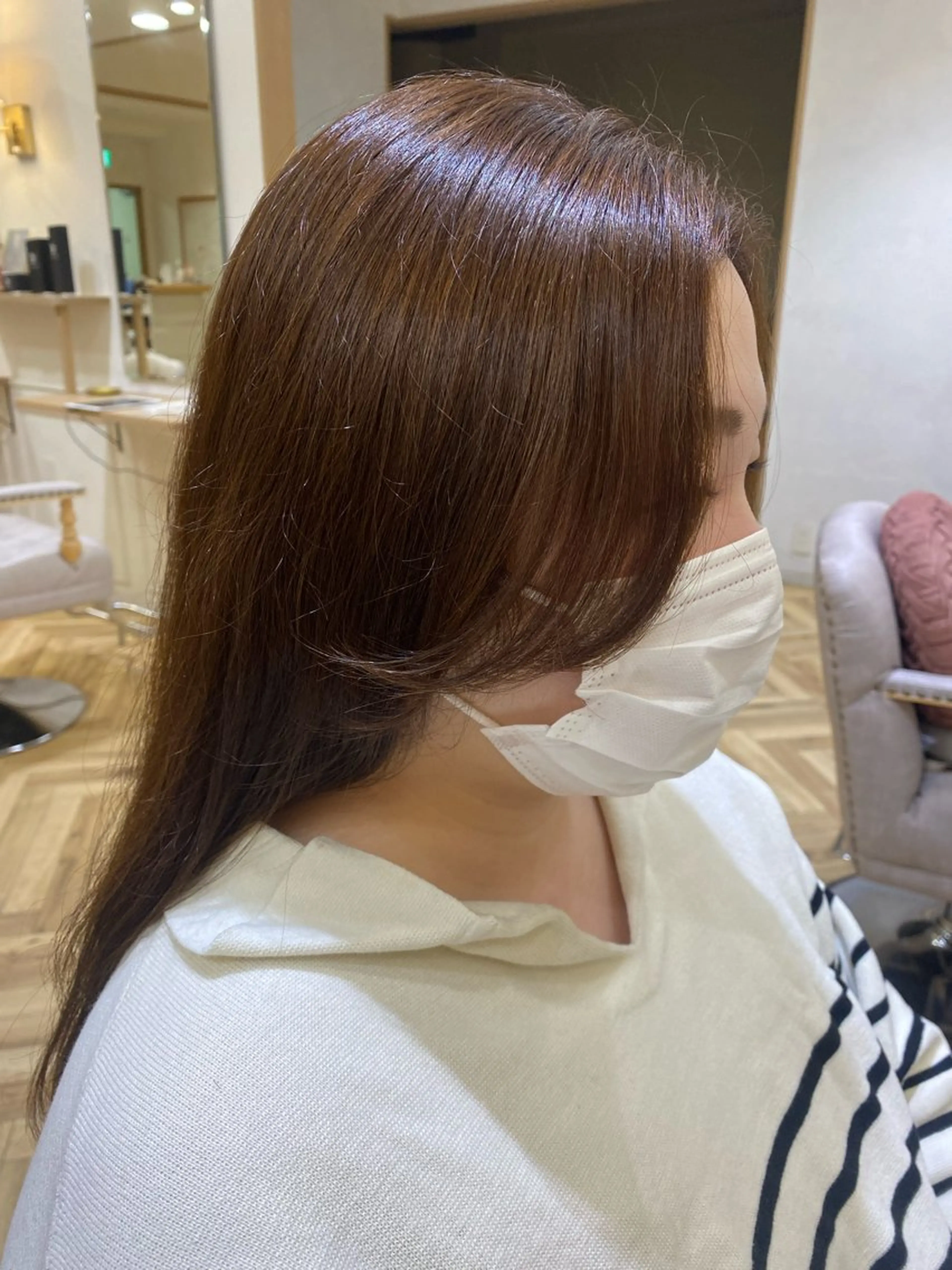 ロング カラー ベージュカラー 顔周りカット 韓国ヘア・カラー 🩵SHIZUKUのヘアスタイル