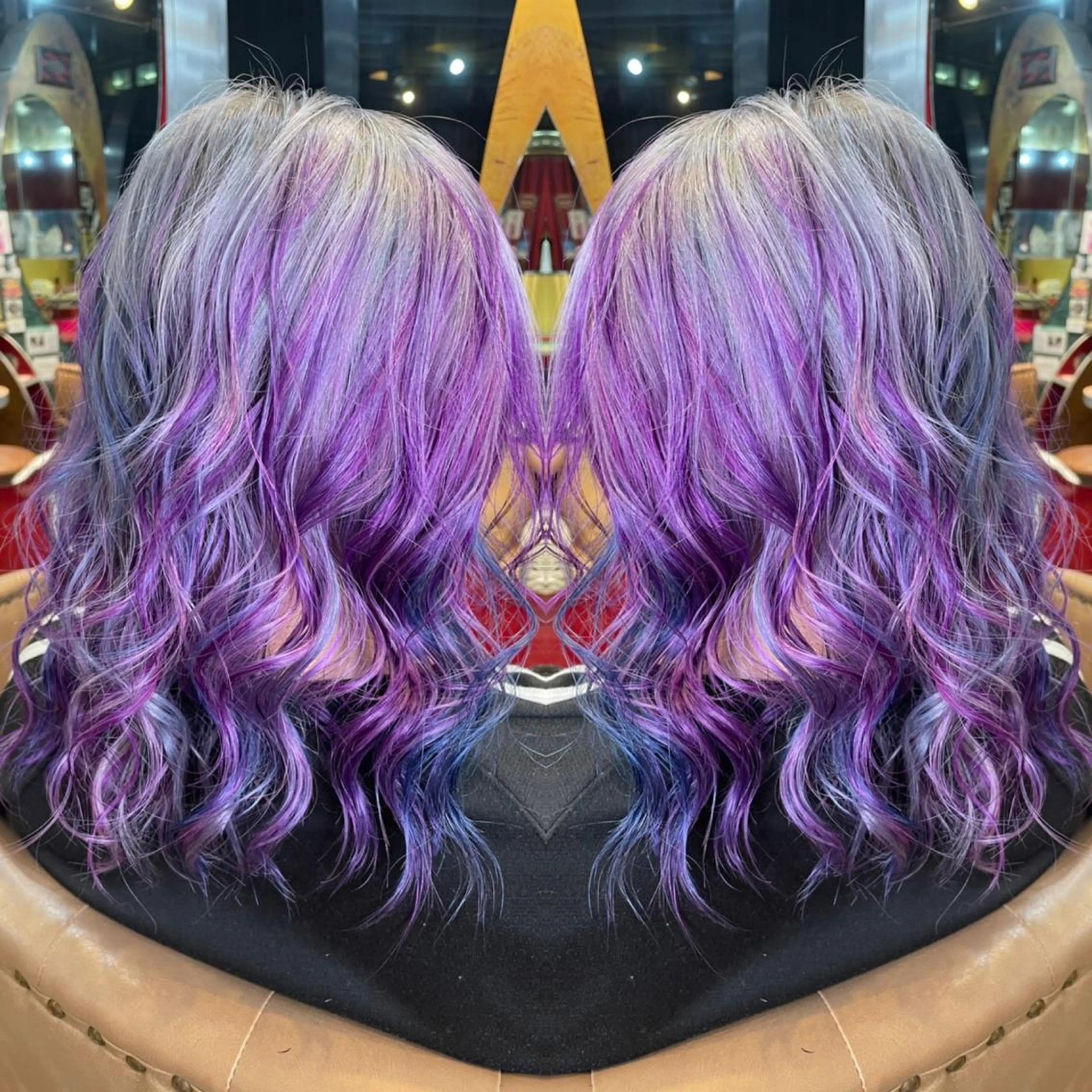 ミディアム カラー ブリーチ ケアブリーチ ユニコーンカラー 👑派手髪/カット 👑ANRYのヘアスタイル