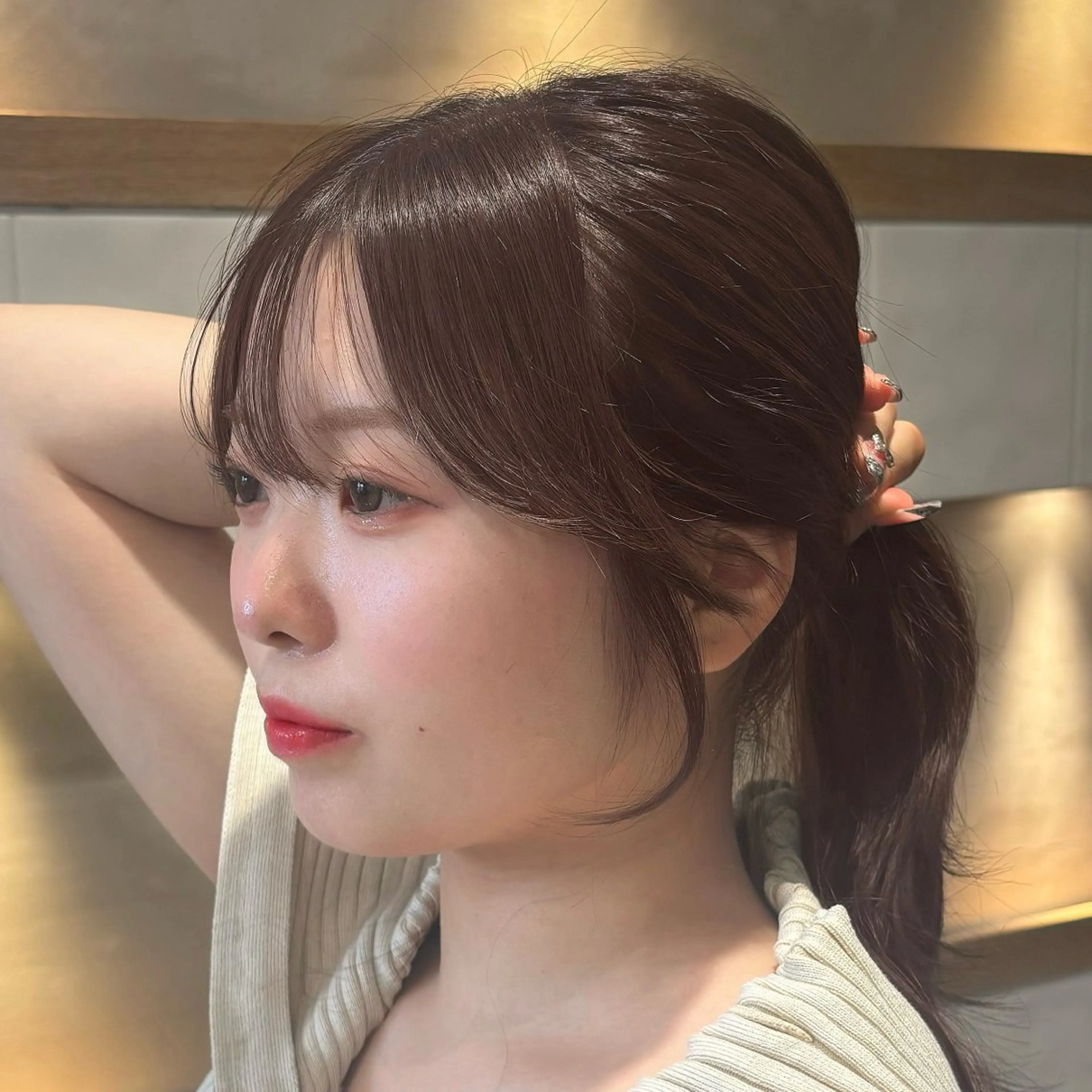 ロング カット ヘアセット 韓国レイヤー顔周り カット髪質改善しゅんのヘアスタイル