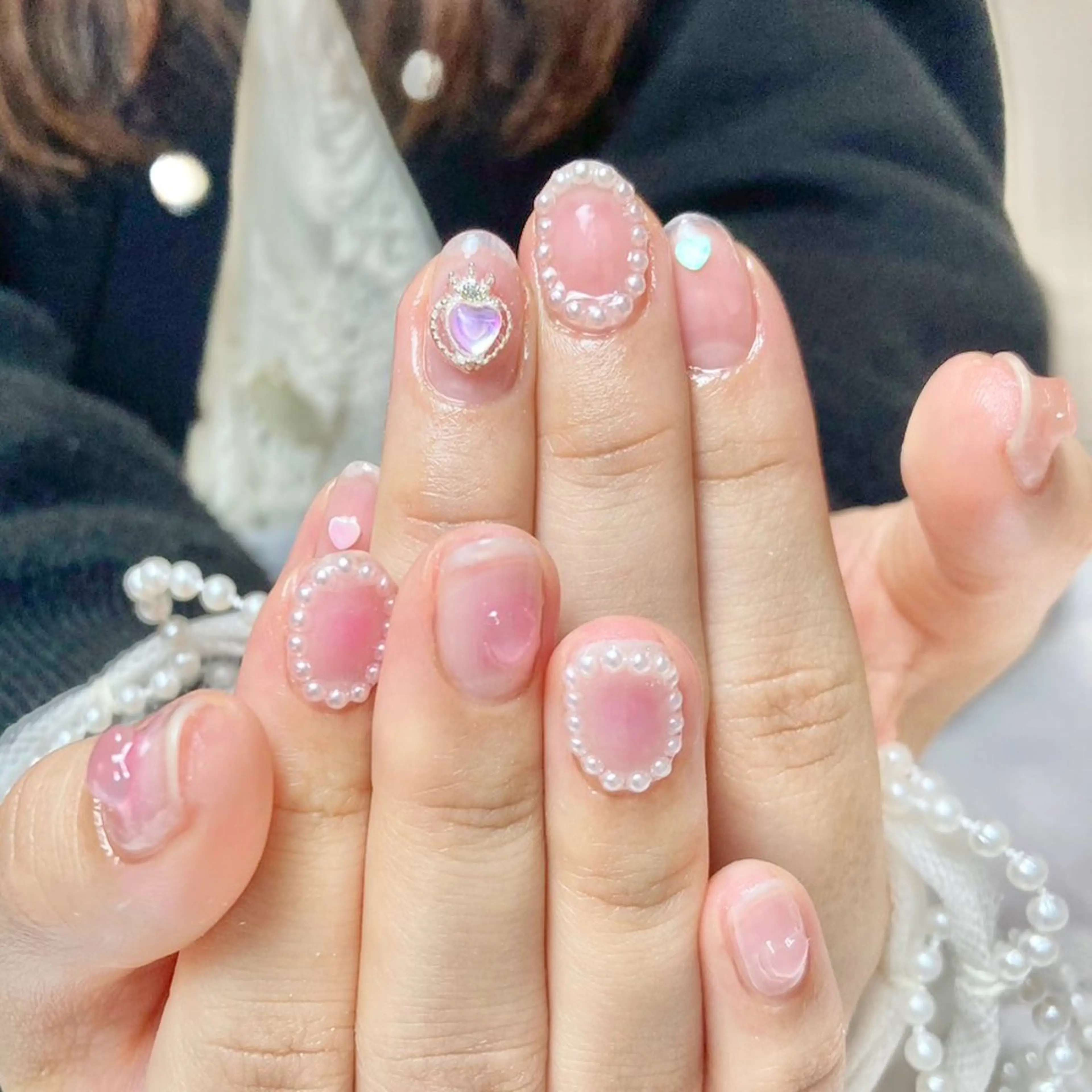 ネイル チークネイル ハート 韓国ネイル ピンク 韓国ネイル💠 Tomoのネイルデザイン