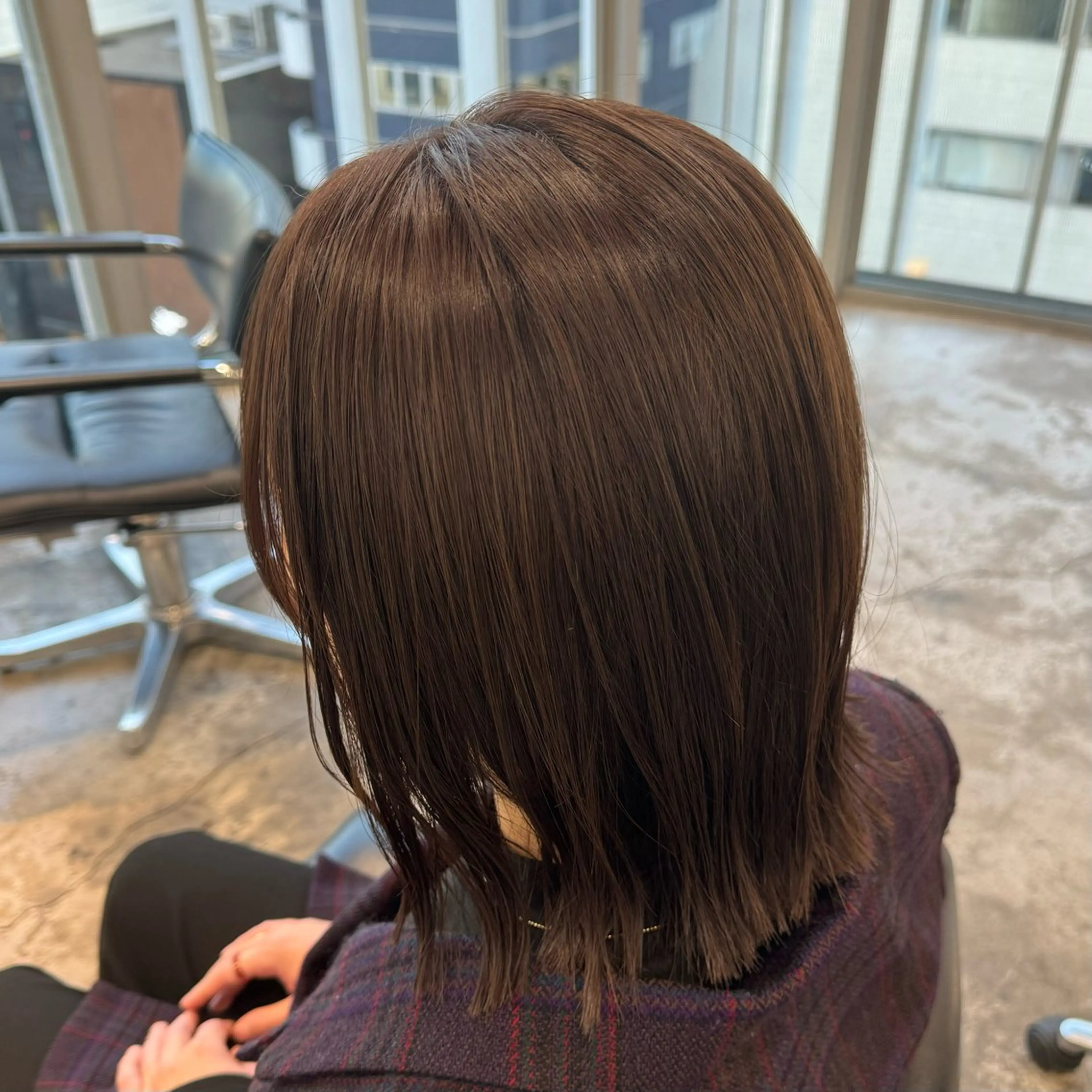 ミディアム カラー ブラウンカラー ココアブラウン ボブ 🌼動き×透明感🩵 ハイトーン/ナナのヘアスタイル