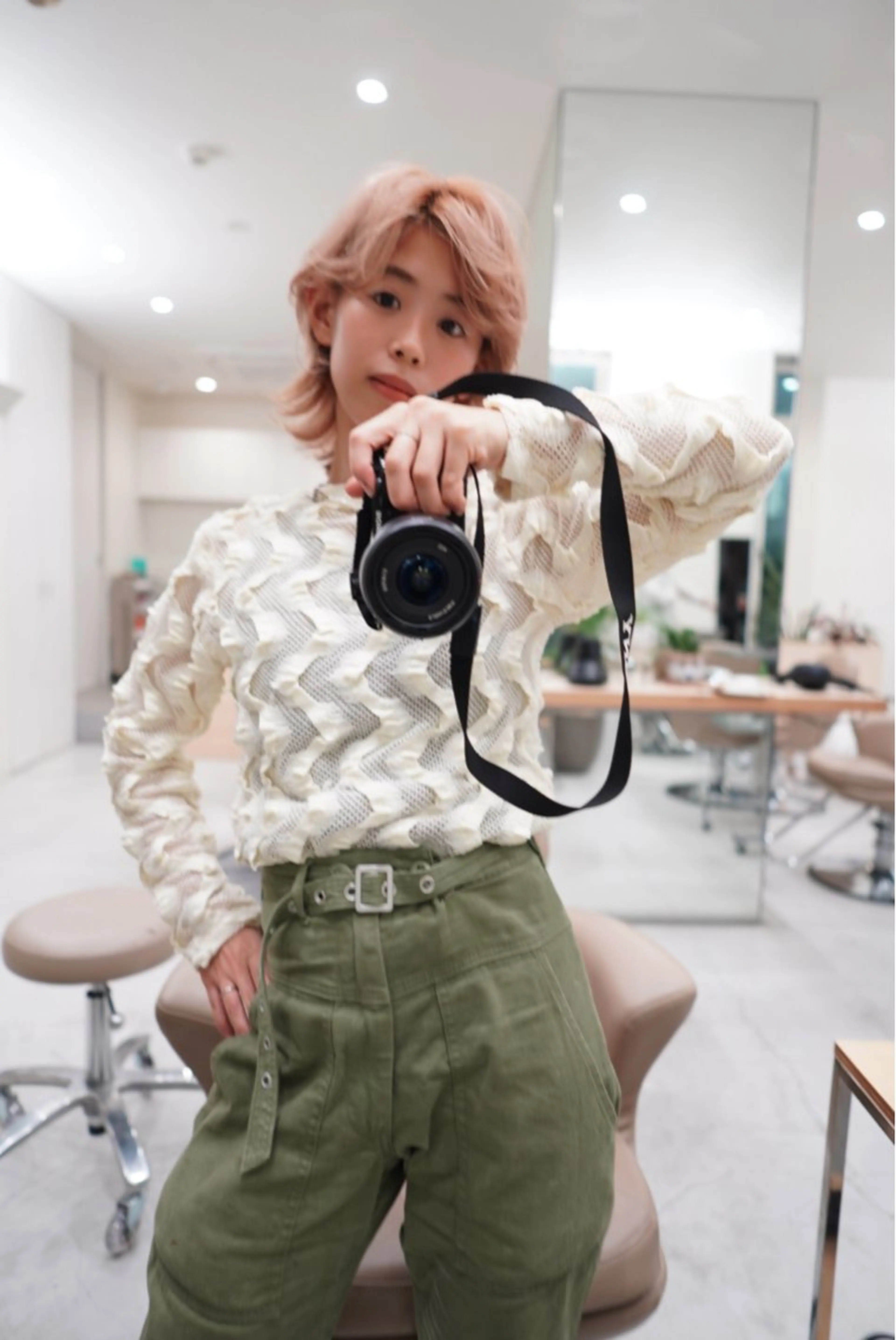 ショート カラー ベージュカラー ピンクカラー ピンクベージュ 似合わせカット🫧 /パーマRINAのヘアスタイル