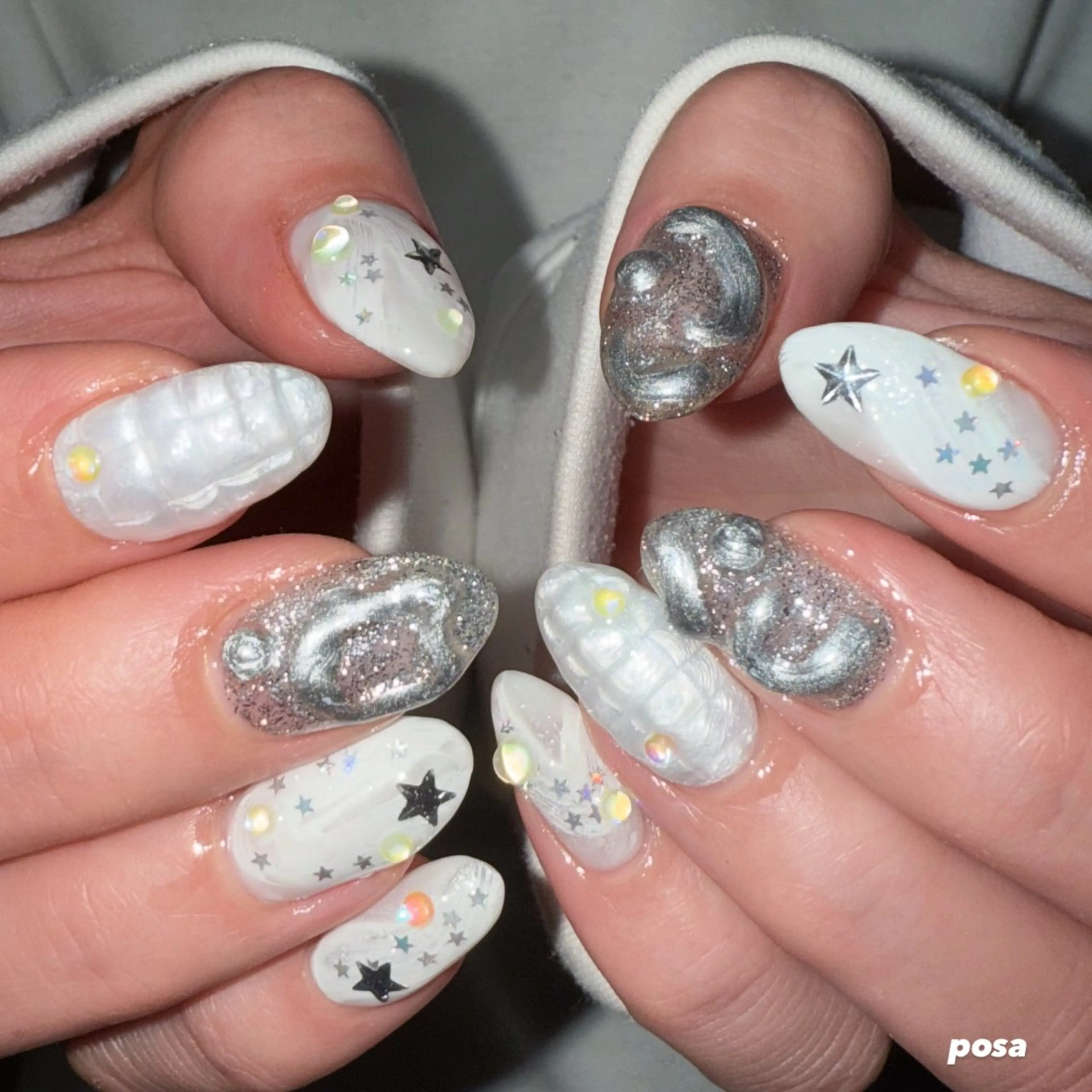 キッズ ネイル シンプルネイル ホワイト ハンドネイル posa nail モエミのネイルデザイン