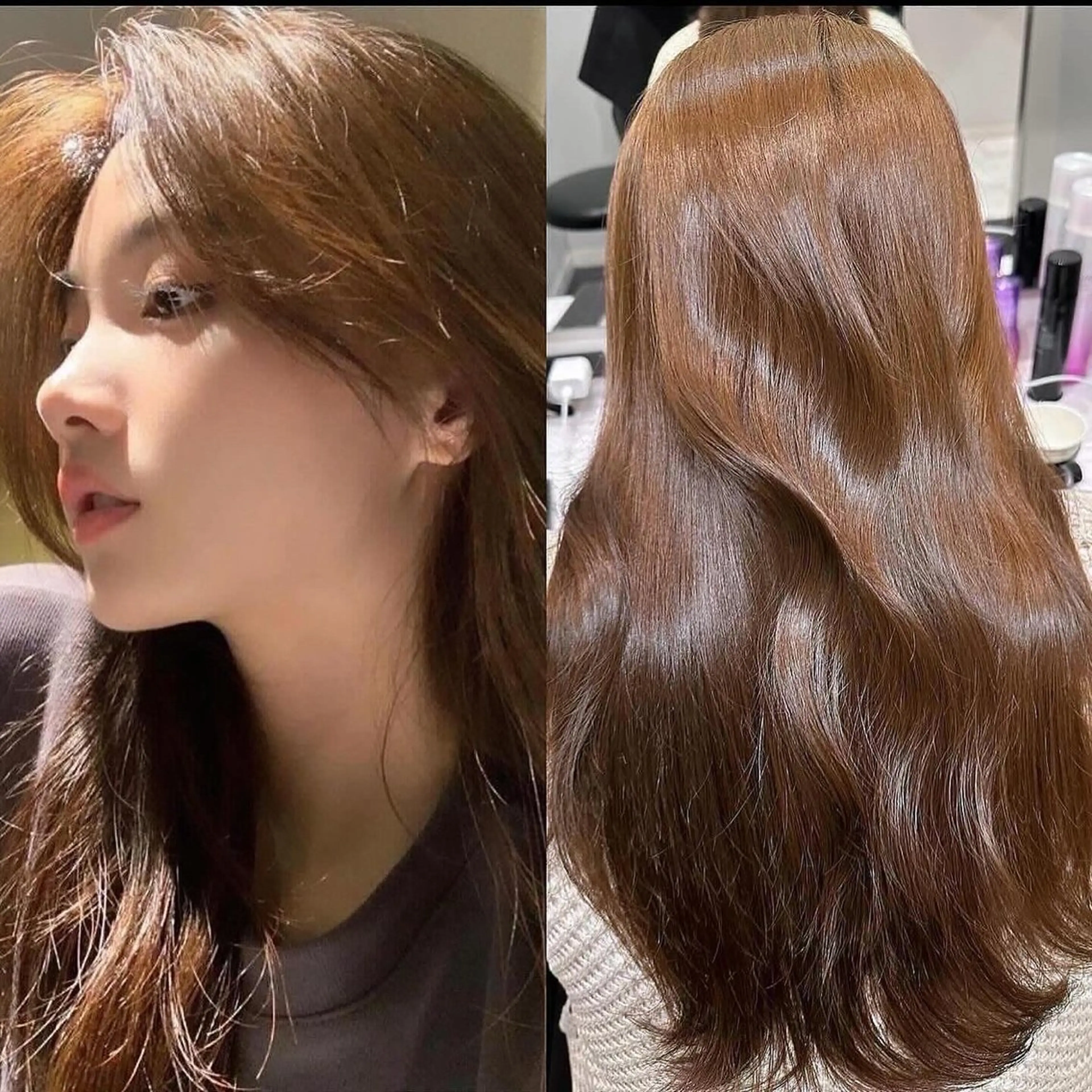 セミロング カラー ヘアカラー トリートメント ヘアセット IVE所属・ダブルカラー🤍 髪質改善／原島のヘアスタイル