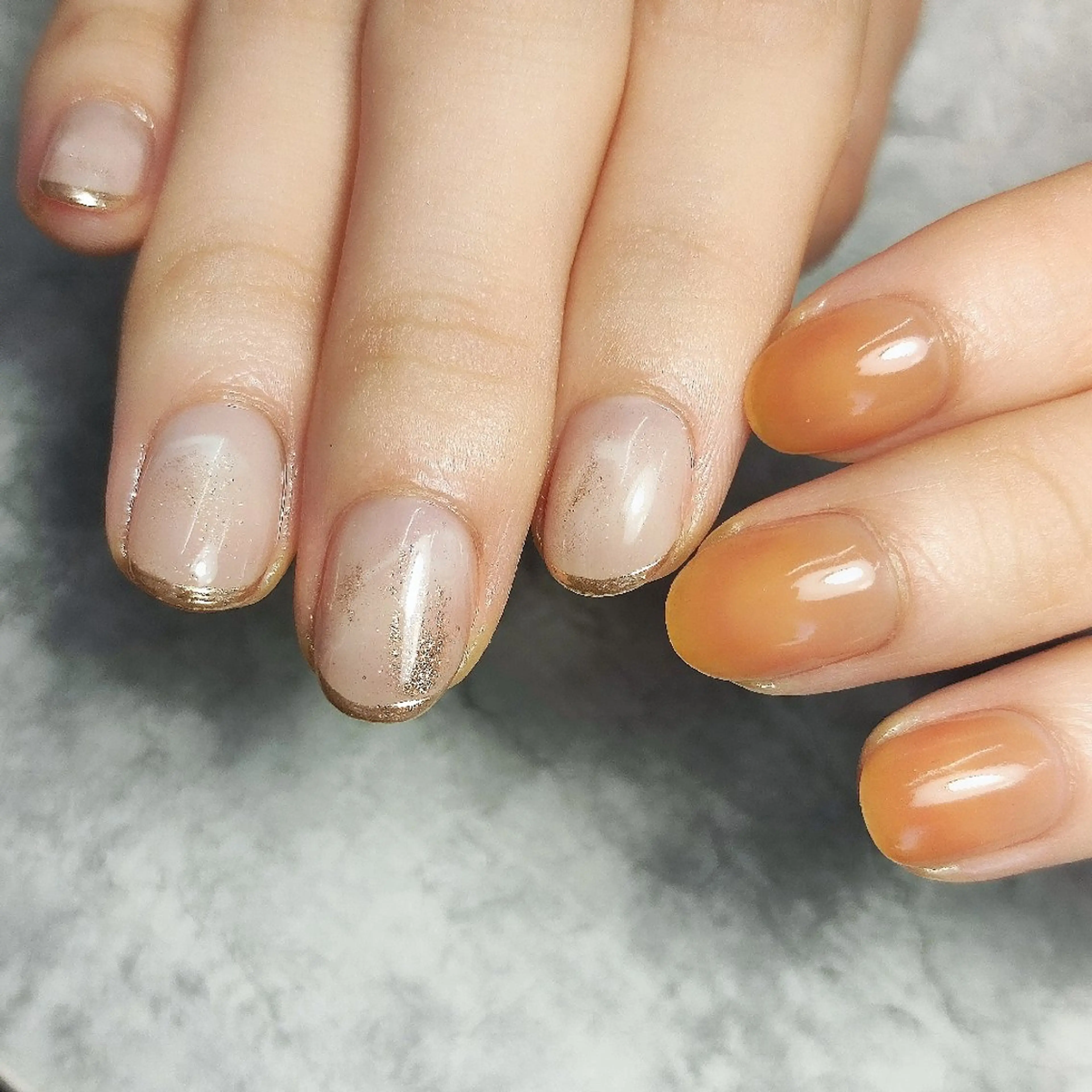 ネイル ニュアンスネイル オレンジ 個人サロン saltnailのネイルデザイン