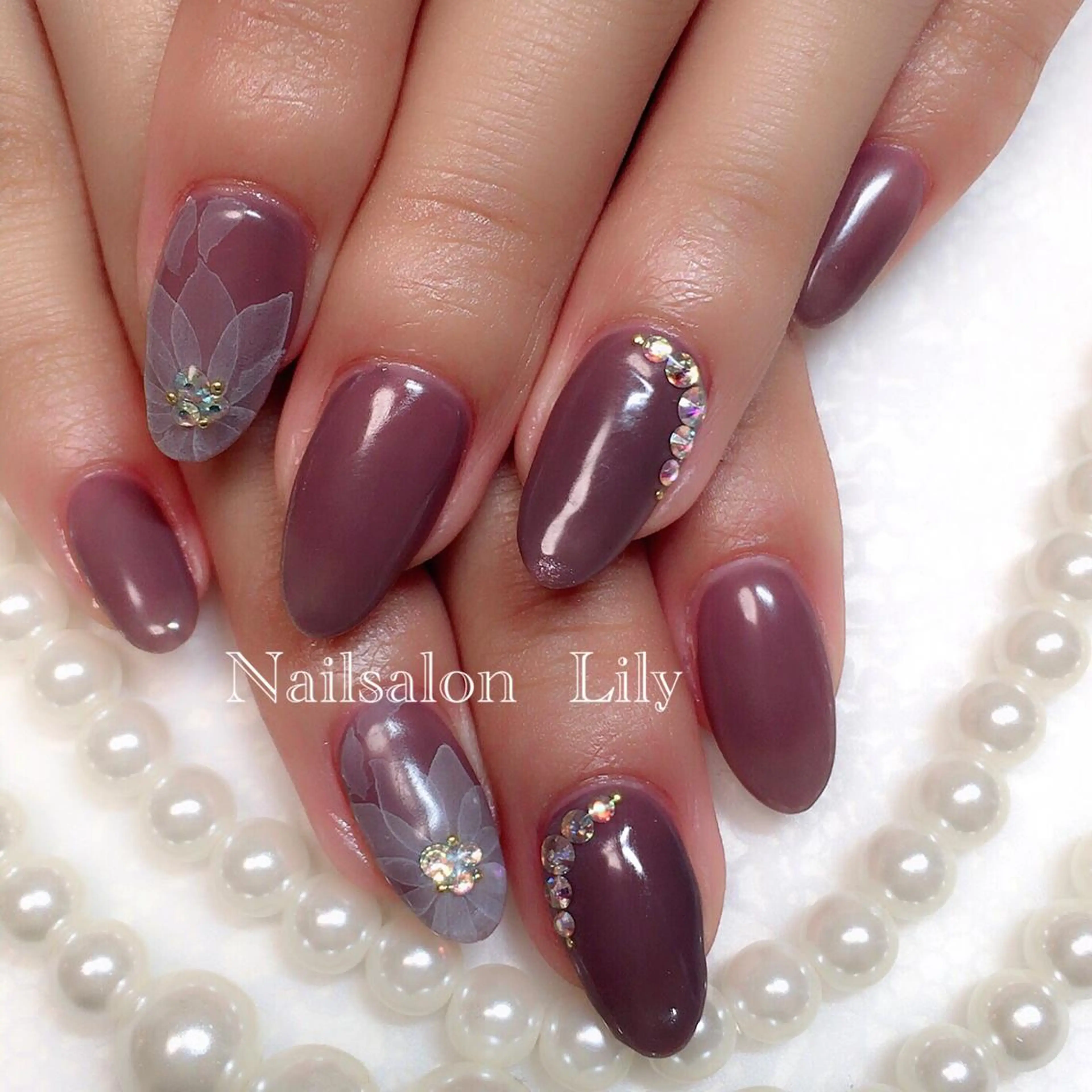 ネイル ブラウン クリアネイル Nailsalon Lilyのネイルデザイン