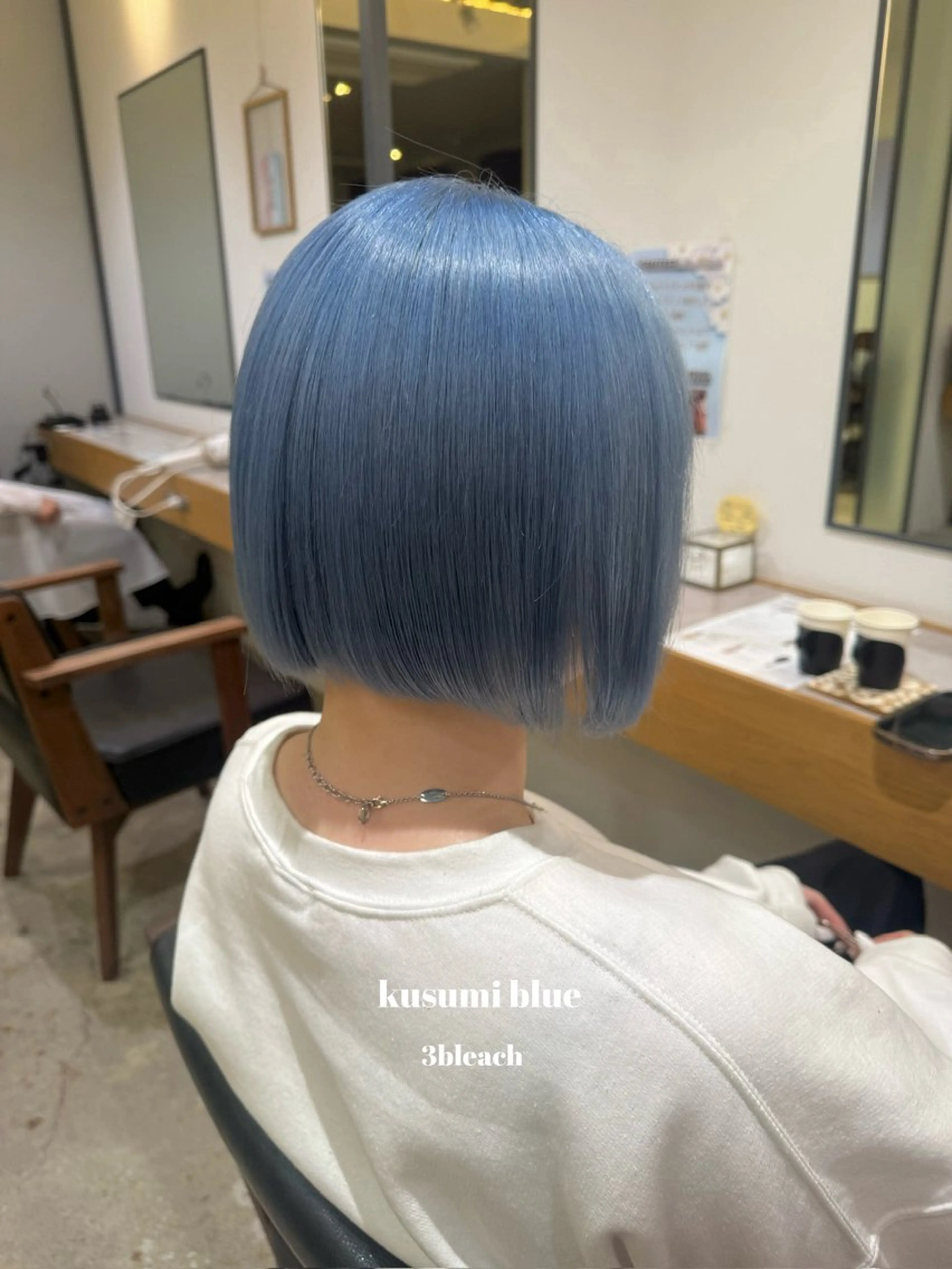 ショート カラー ブリーチ ブルーカラー ヘアカラー Kana 🍋 ハイトーン【高円寺】のヘアスタイル