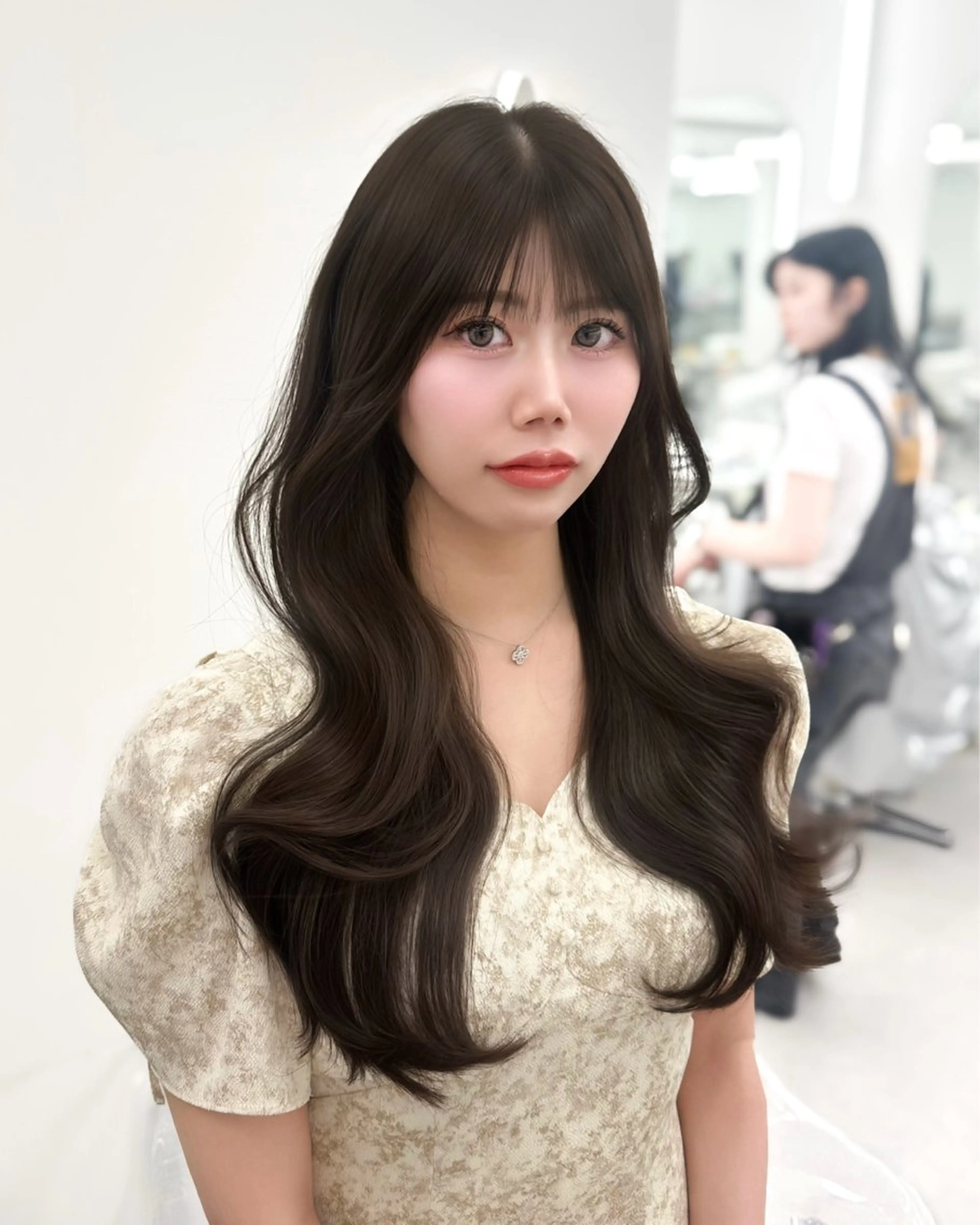 セミロング カラー 韓国風ヘア レイヤーカット カット ヘアカラー トリートメント 顔周り特化/韓国ヘア /レイヤー/吉野幸大のヘアスタイル