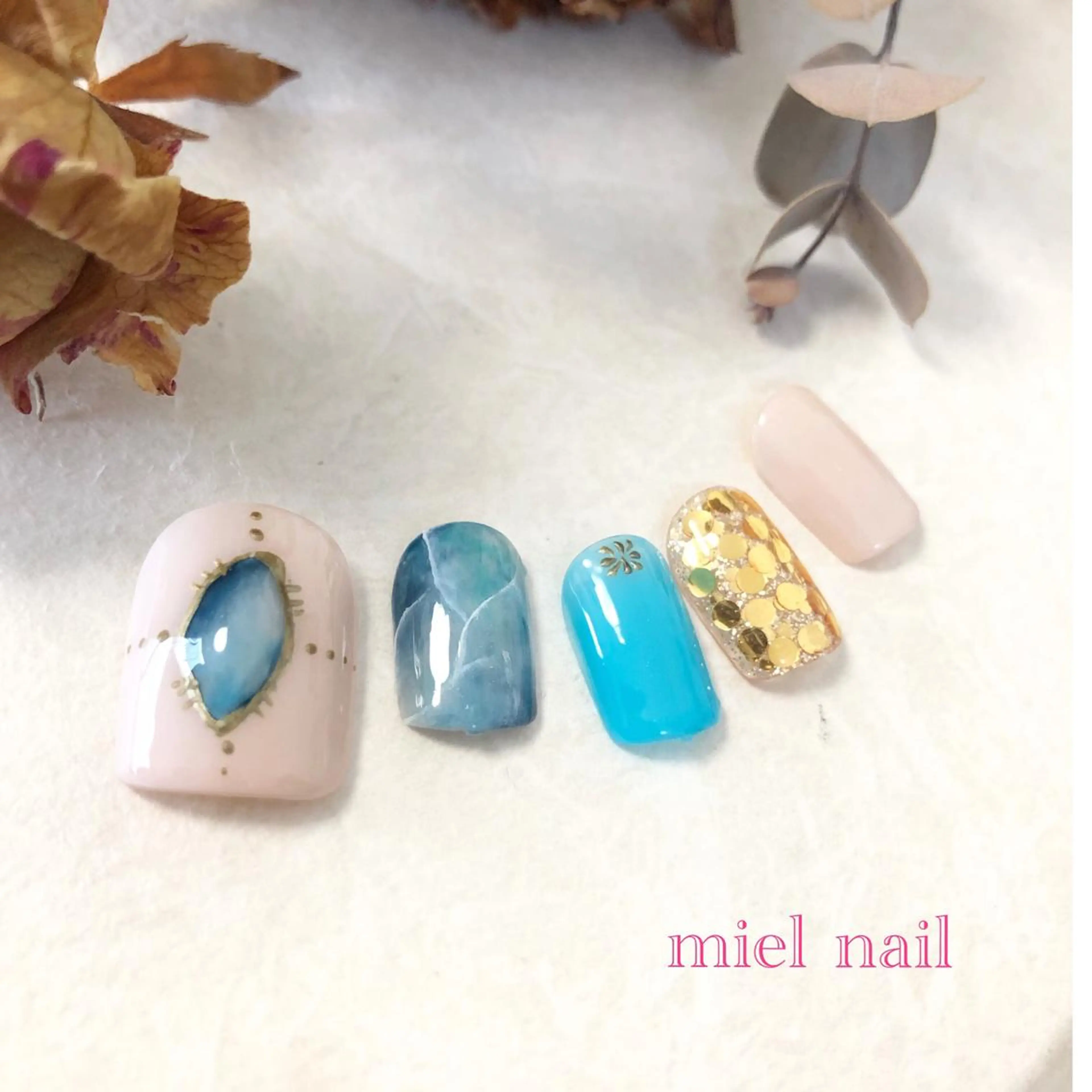 ネイル フットネイル 大理石ネイル(マーブル) miel nailのネイルデザイン