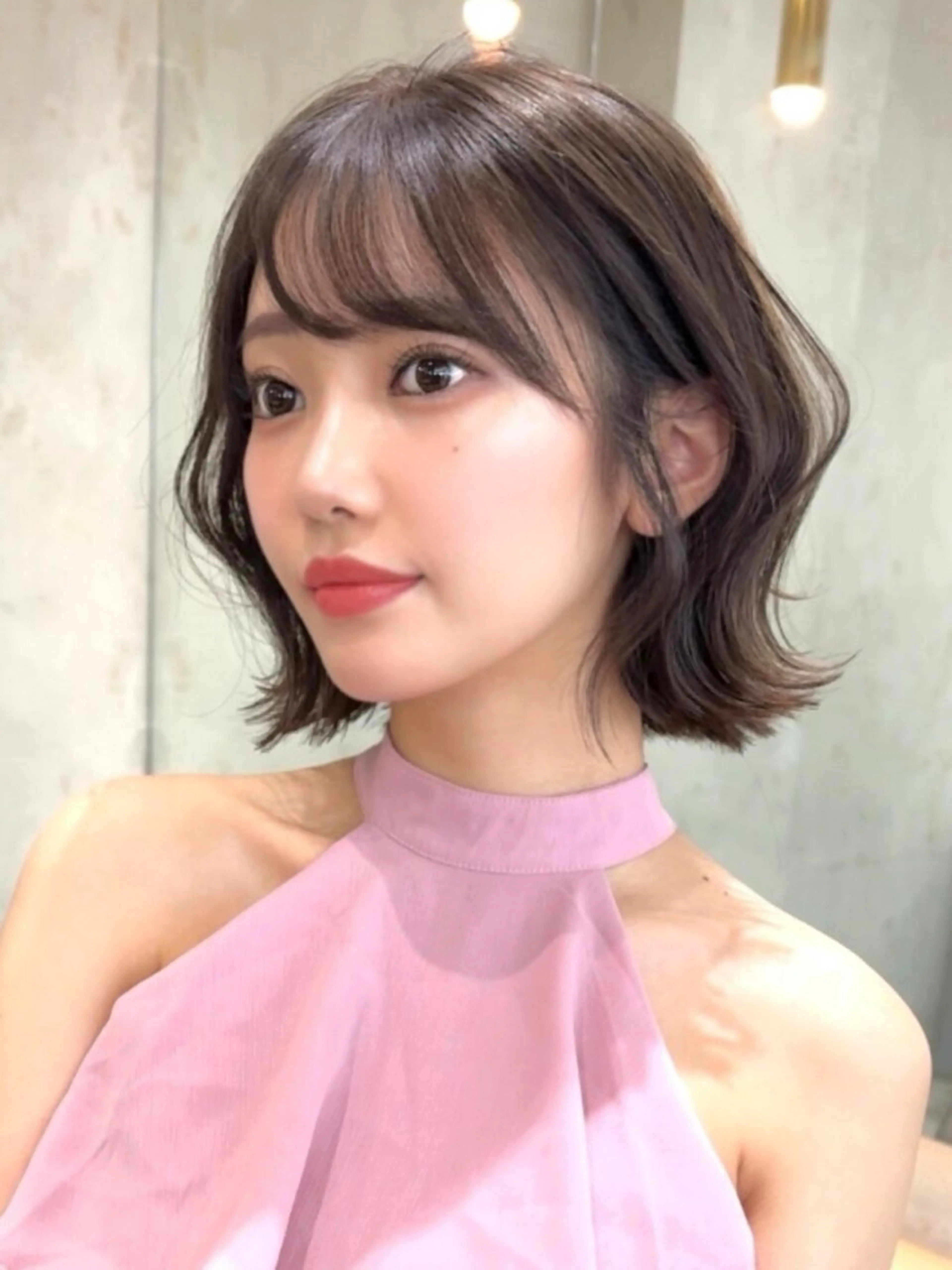 ミディアム ショートボブ ミディアムパーマ ボブ 顔まわりレイヤー 顔周りカット カット ヘアカラー トリートメント 新宿/髪質改善/ボブ 韓国レイヤー大重聖斗のヘアスタイル