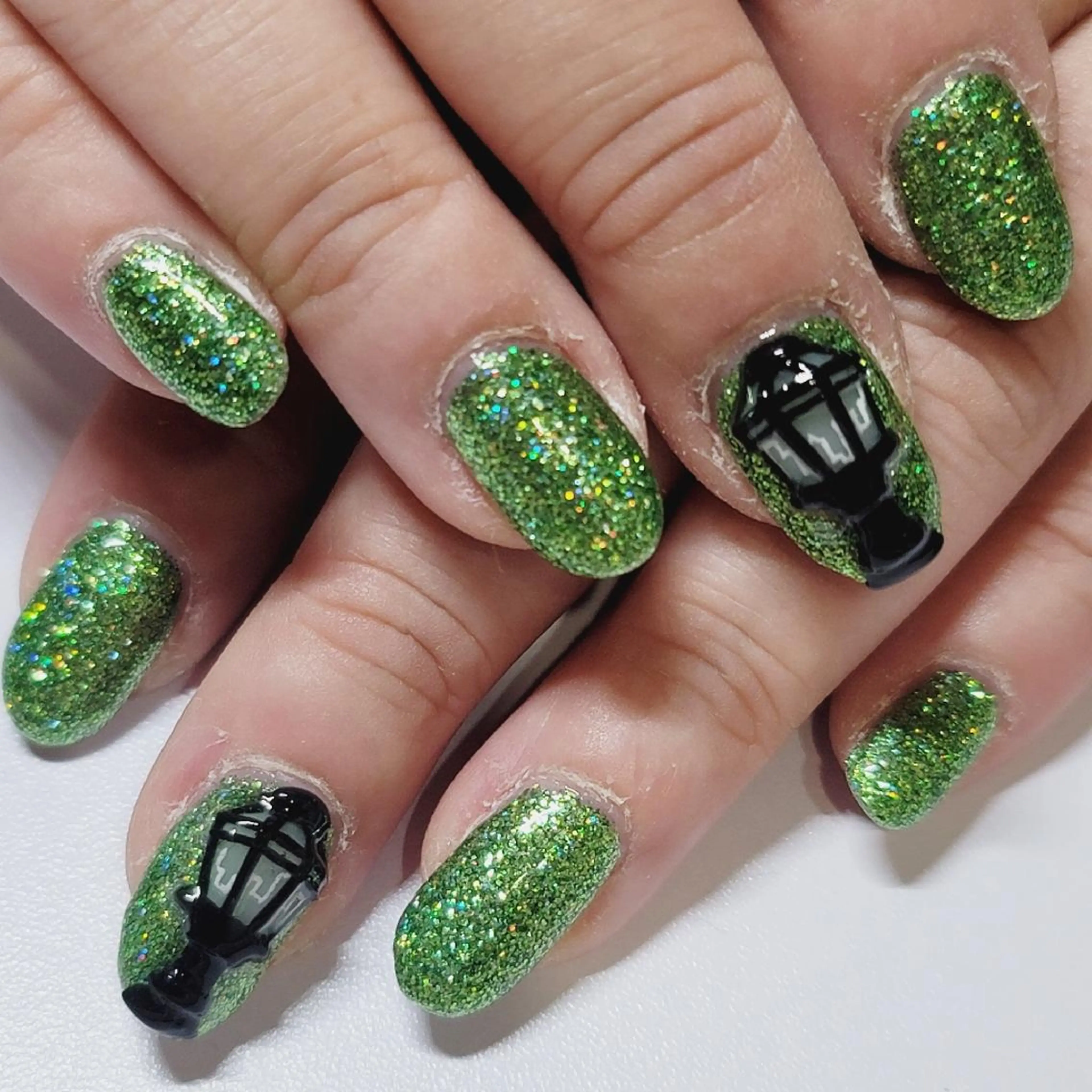 ネイル アートネイル グリーン ホログラムネイル ラメ(グリッター) ワンカラーネイル ハンドネイル よしだ ひろきのネイルデザイン