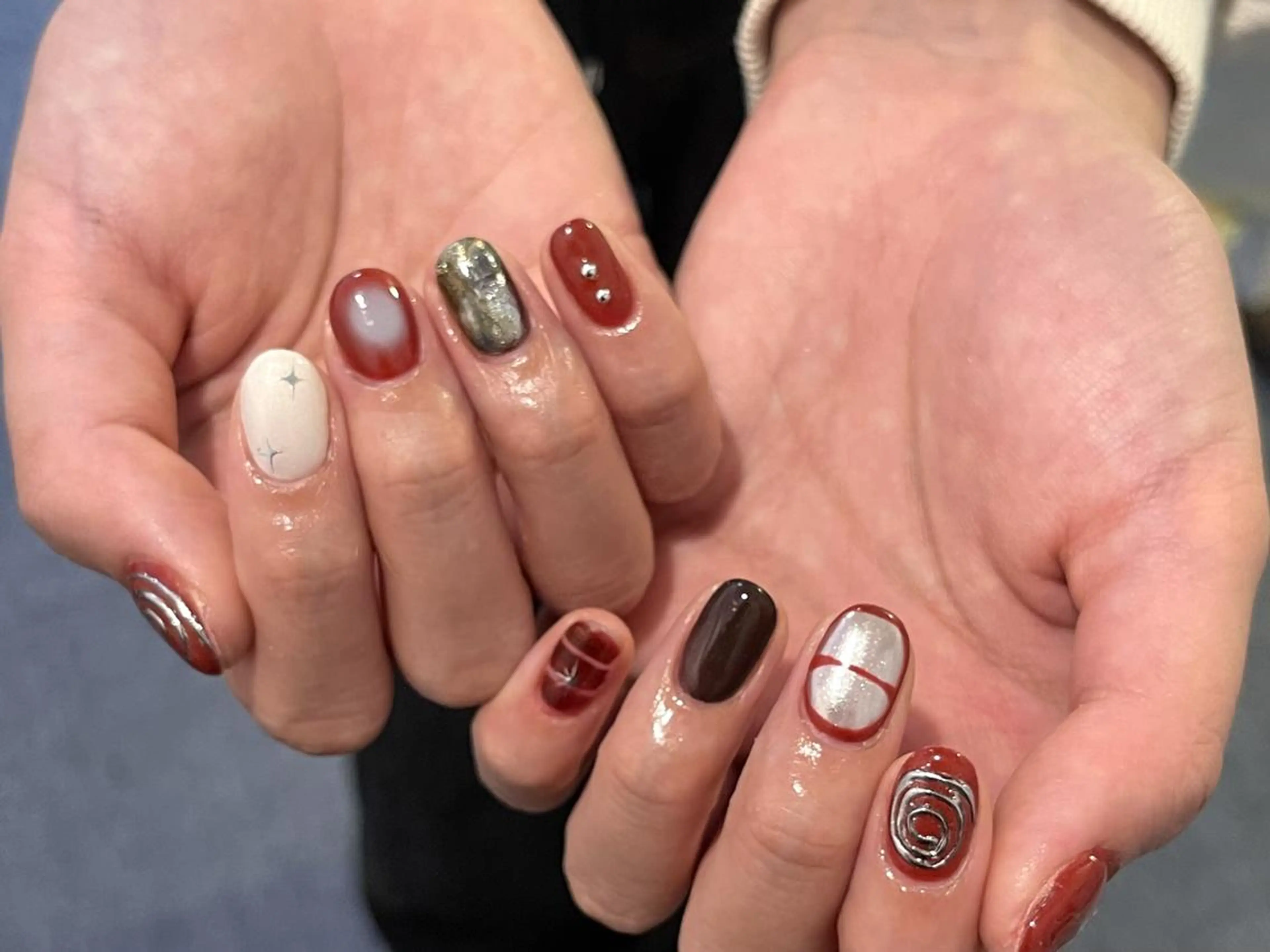 ネイル 長さ出し グラデーション 卒業式 キラキラネイル マグネットネイル アンアンBelle Nail 池袋のネイルデザイン