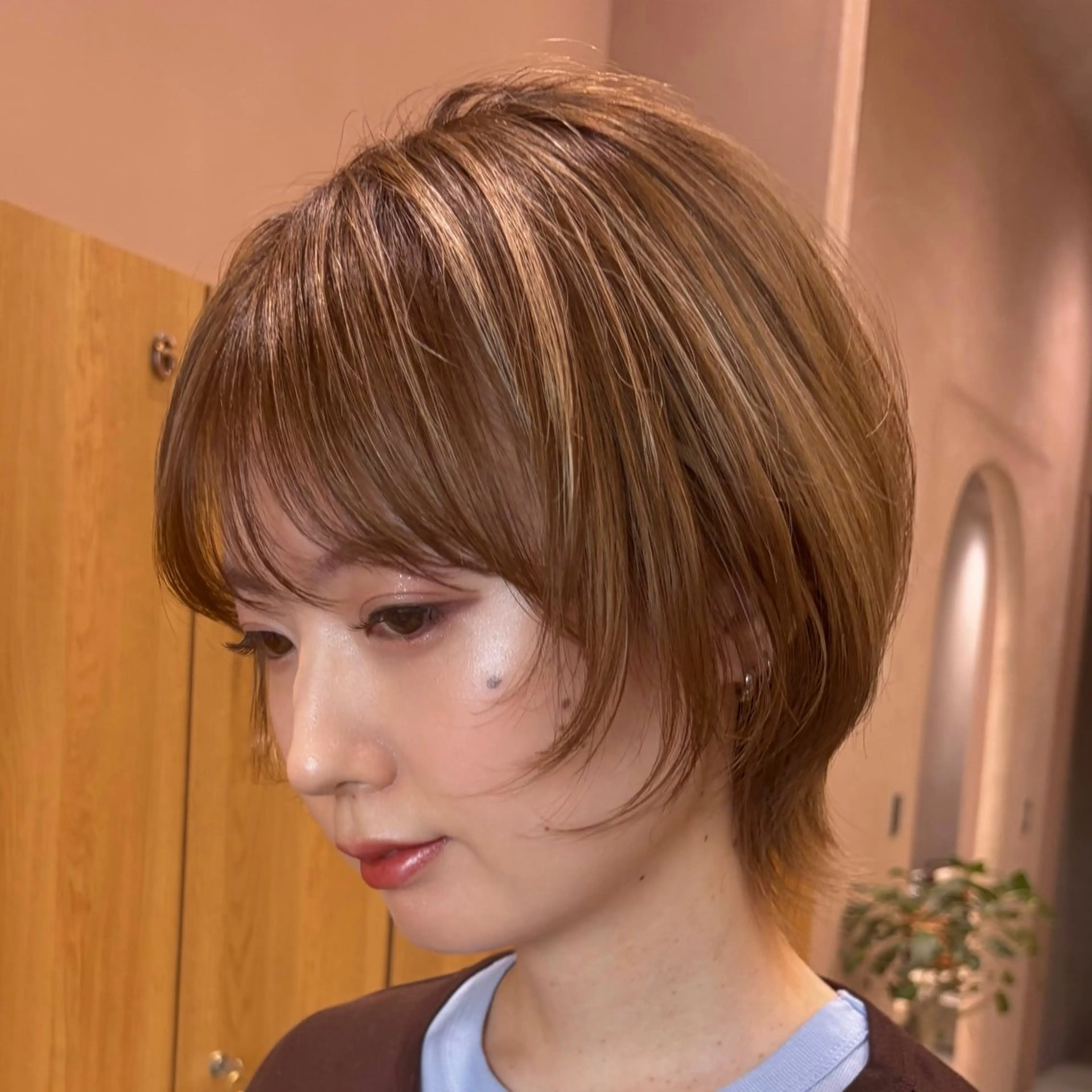 ショート 🎀Wカラー/ピンク /ベージュ🎀ゆらのヘアスタイル