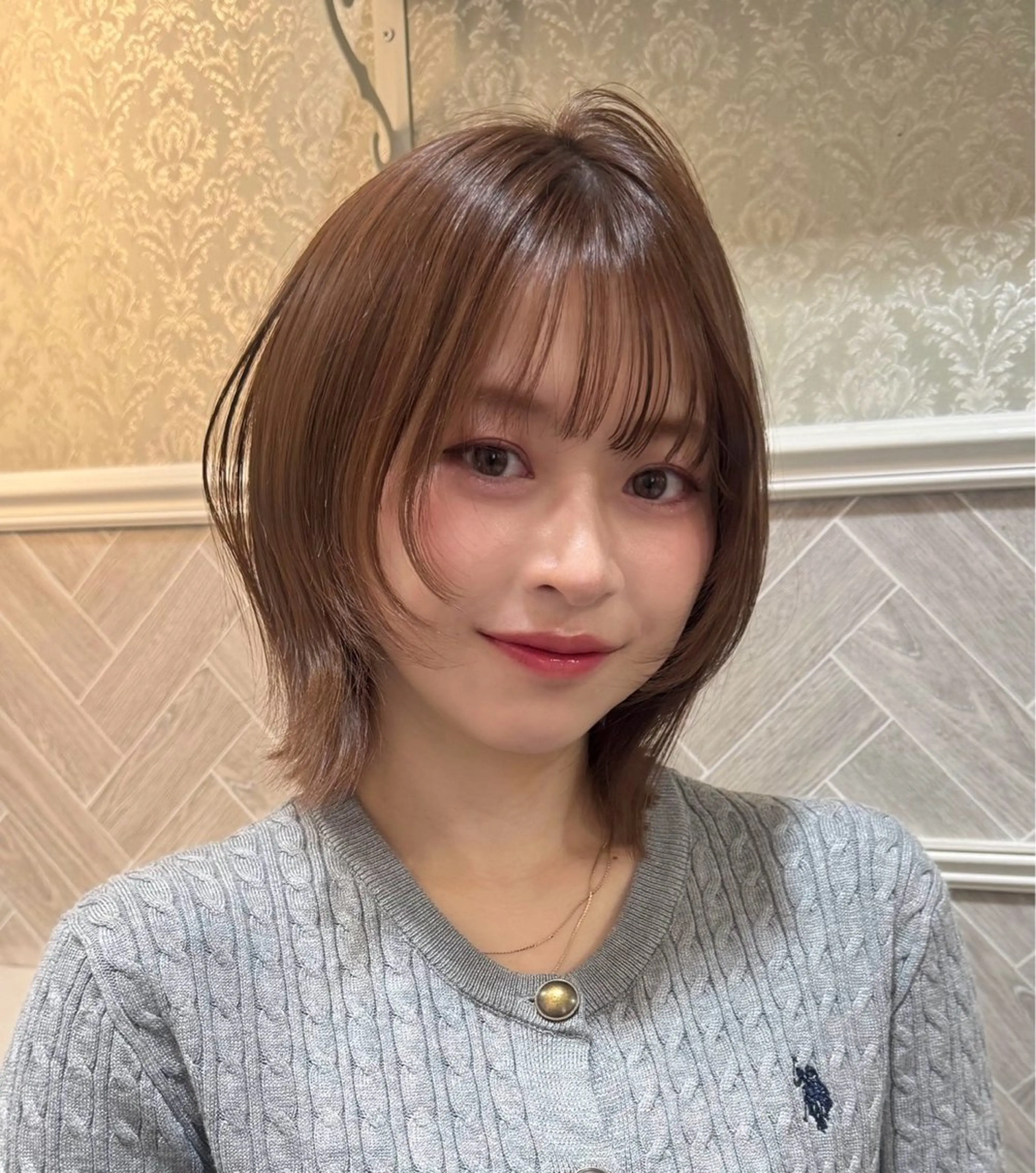 ミディアム カット ヘアカラー トリートメント ボブ/透明感カラー /しなる🌷のヘアスタイル