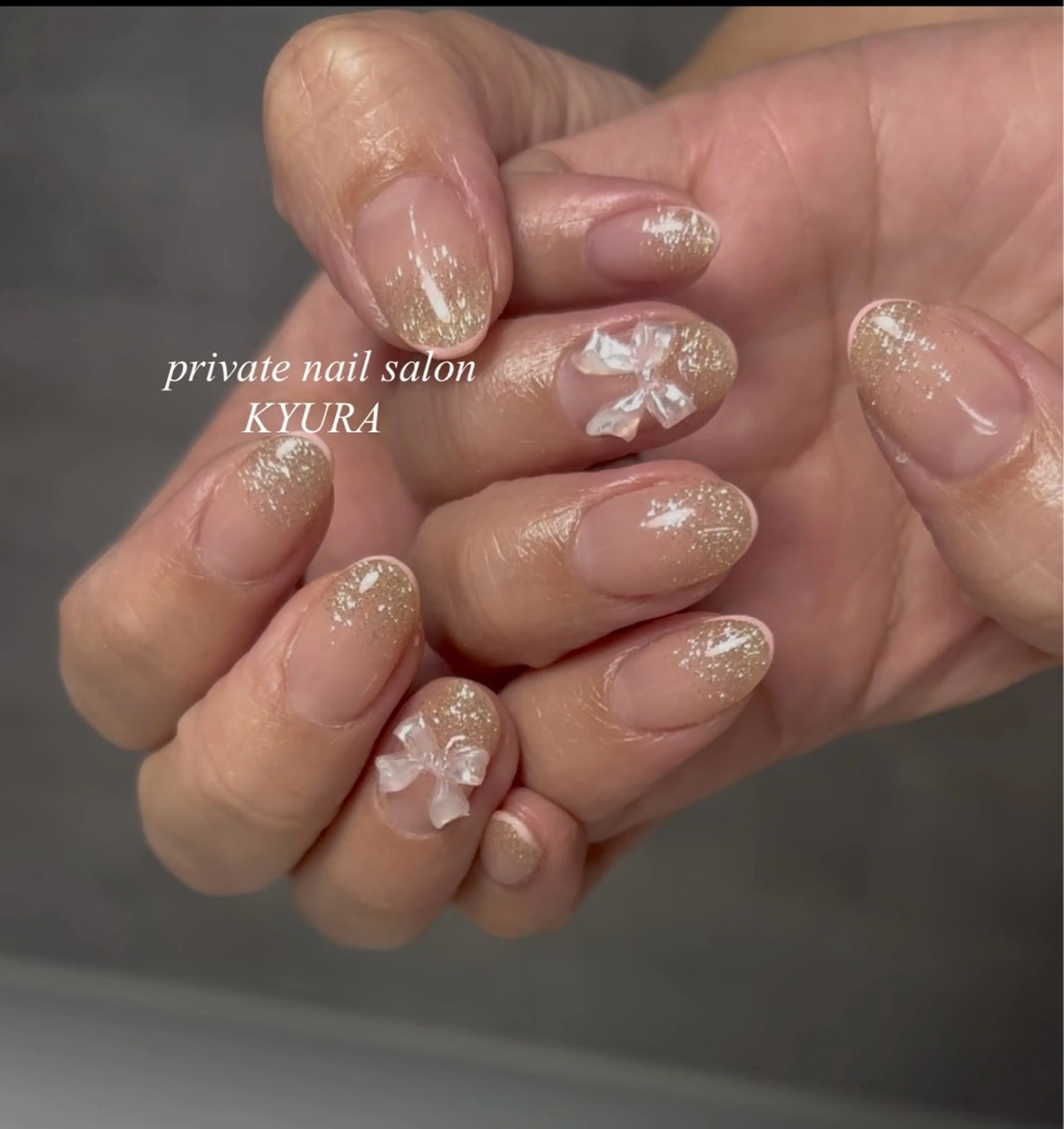 ネイル フラッシュネイル リボン 大東市ネイルサロン 【KYURA】ｷｭﾗのネイルデザイン