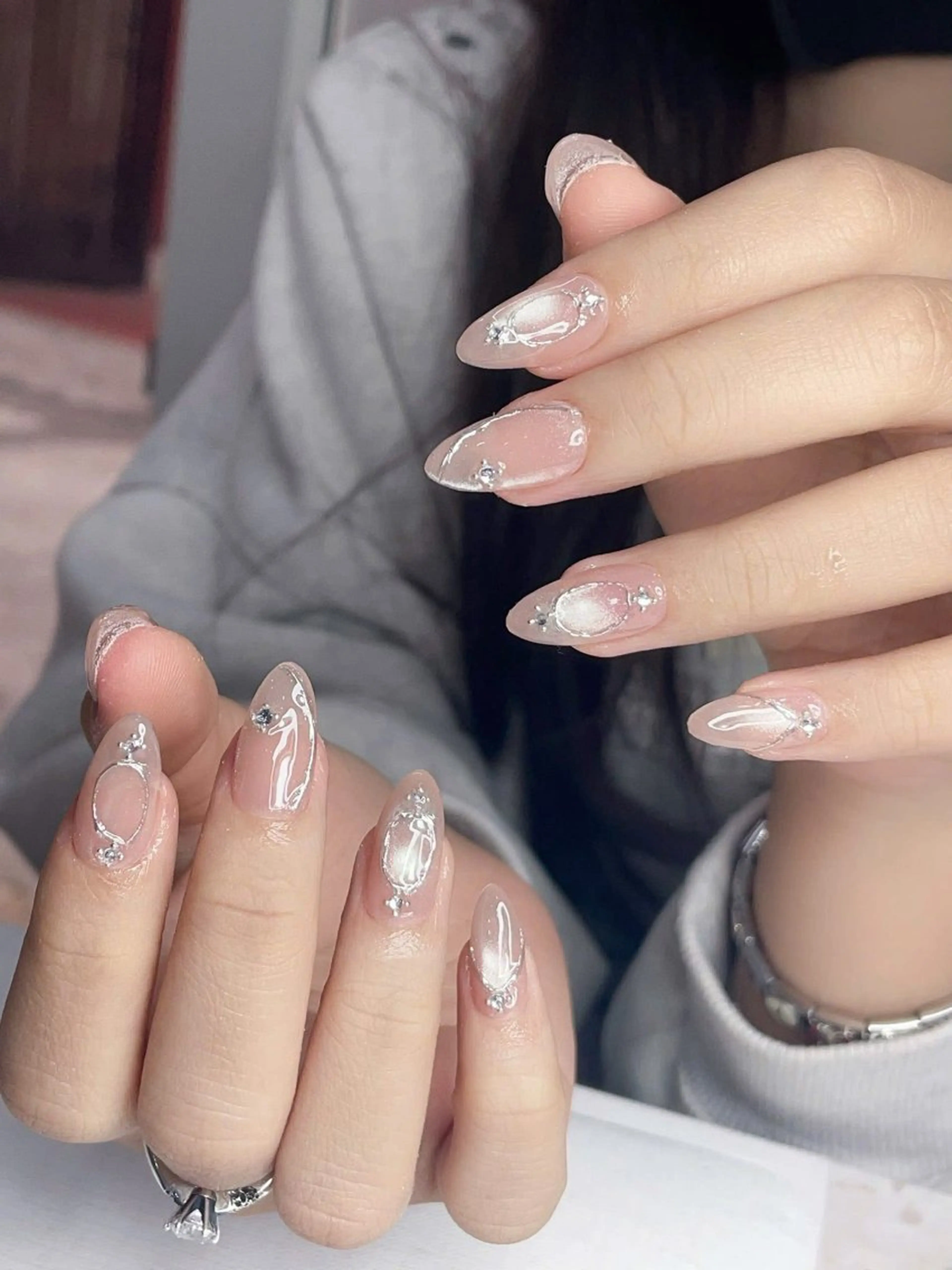 ネイル チークネイル フレンチネイル グラデーション 韓国ネイル マグネットネイル ハンドネイル Kitty1689 Kittyのネイルデザイン