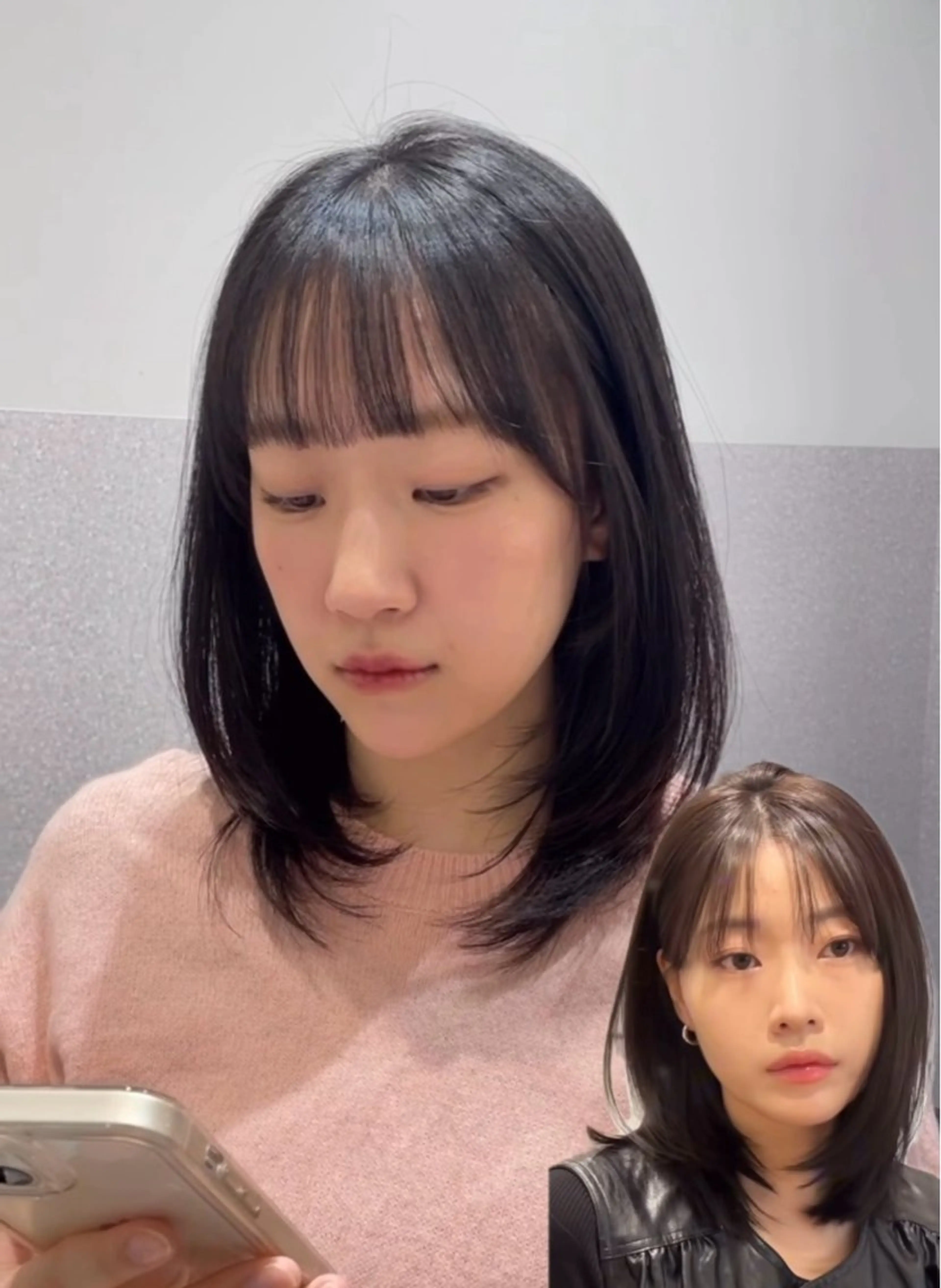 ミディアム ハッシュカット 韓国風ヘア レイヤーカット カット ヘアカラー トリートメント ❤︎︎韓国ヘア❤︎︎ 𝑺𝒉𝒊𝒉𝒐のヘアスタイル