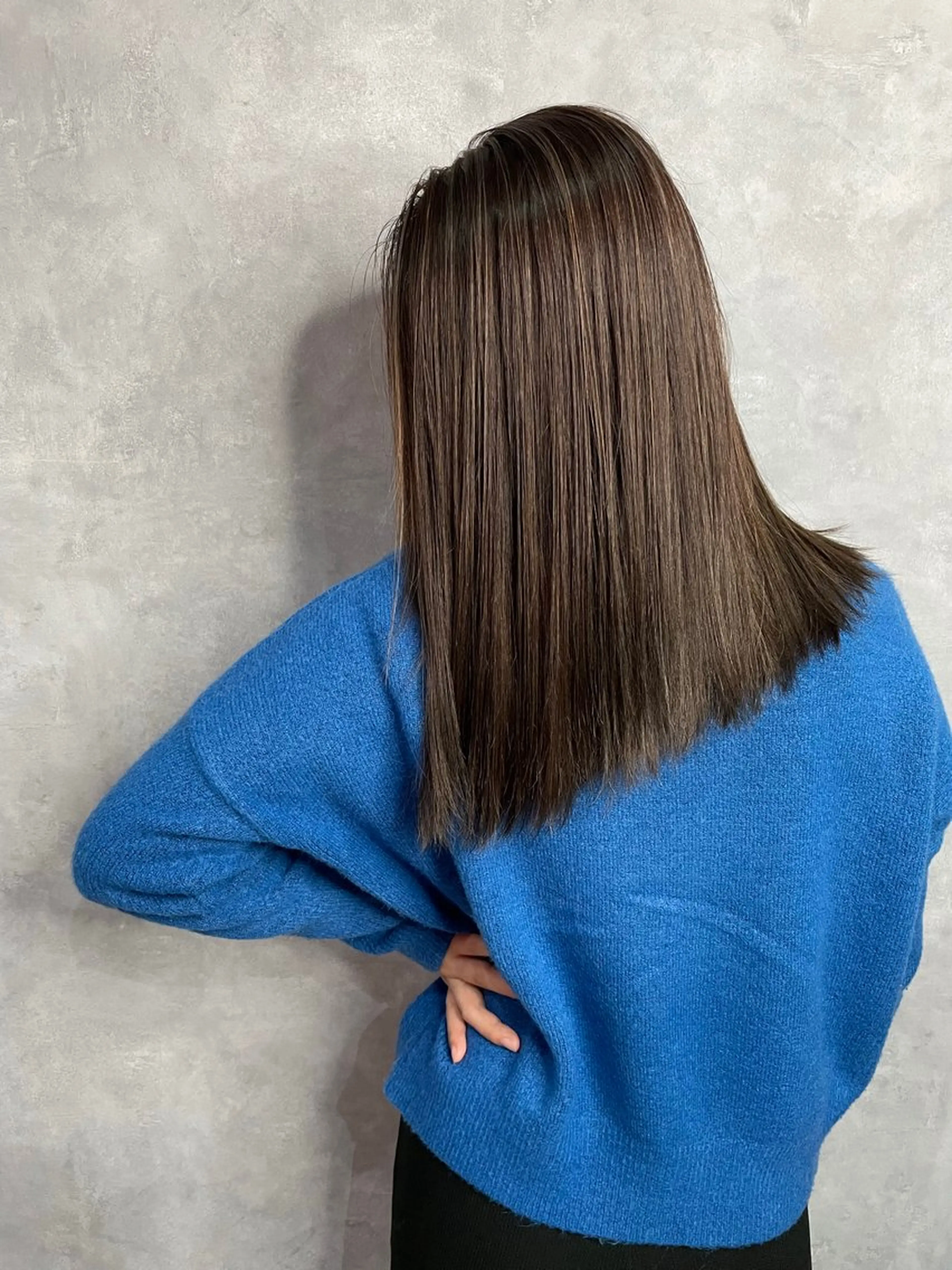 セミロング セミロングパーマ ミストバング ハイライト 髪質改善 ヨシンモリ HAIR SMILE COEURのヘアスタイル