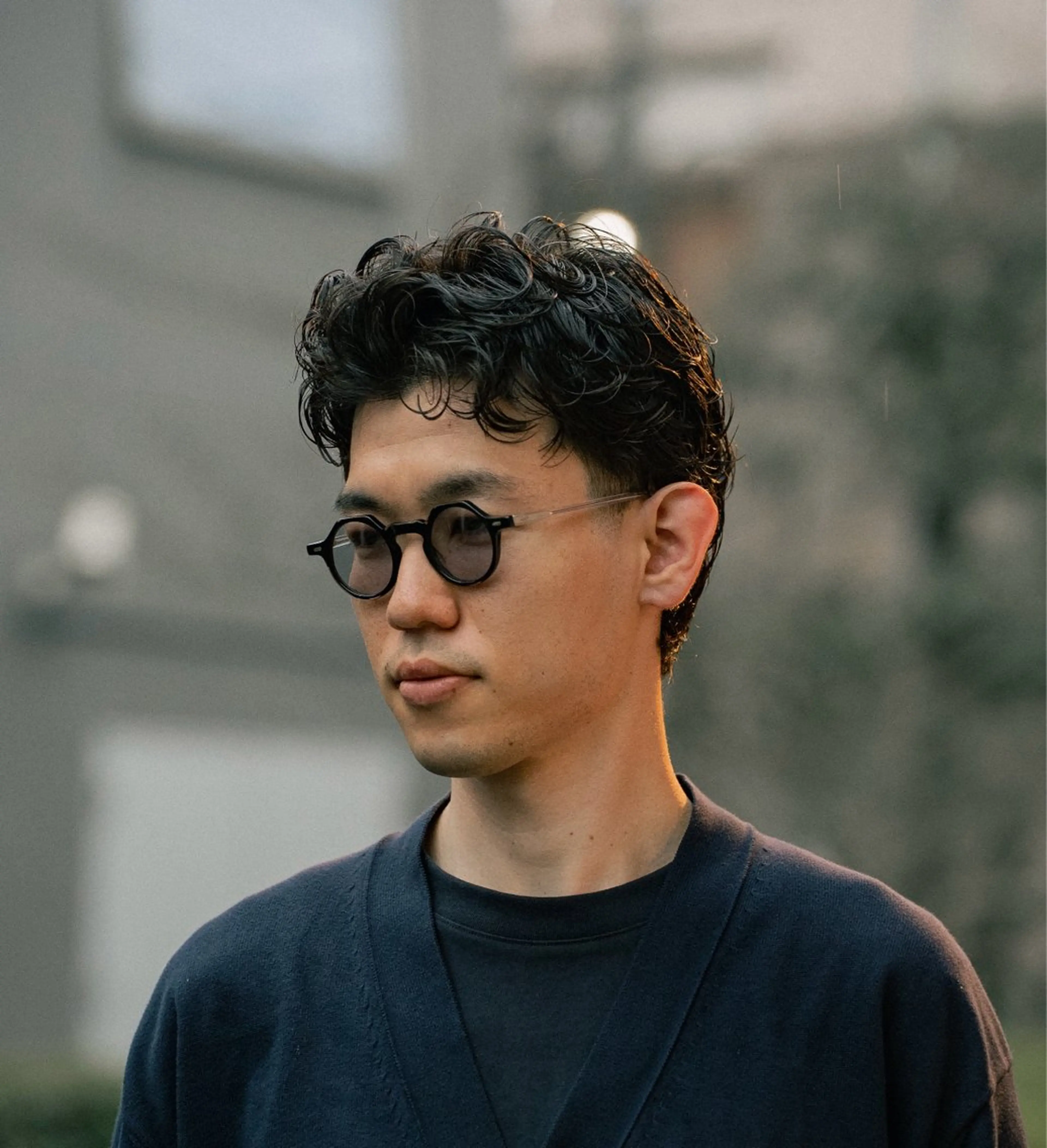 ショート カラー パーマ メンズ オールバック ビジネス カット パーマ 🔗メンズサロン🔗 Kieのヘアスタイル