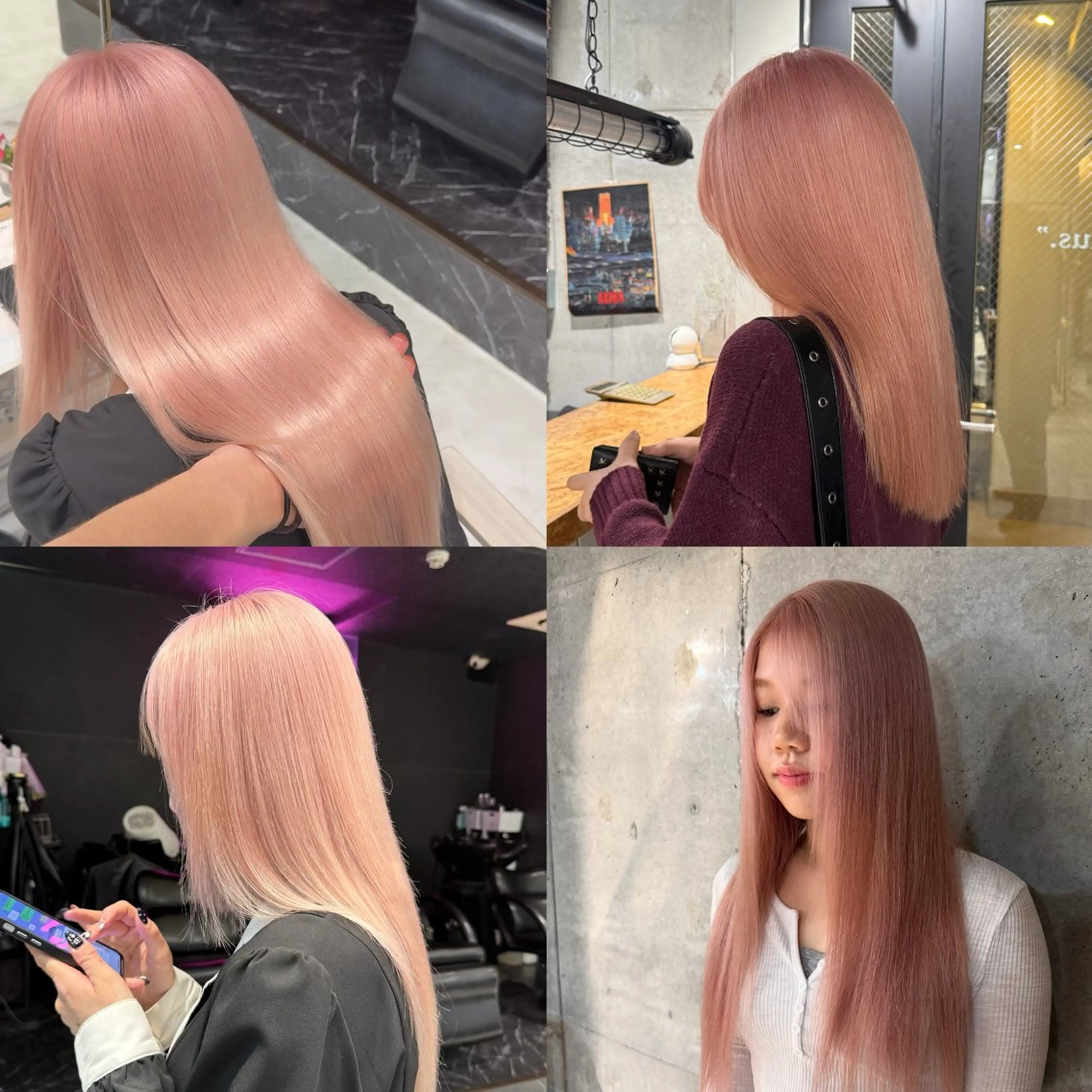 セミロング カラー ブロンド ピンクカラー ヘアカラー ハイトーン特化/ 複雑履歴修正/拓真のヘアスタイル