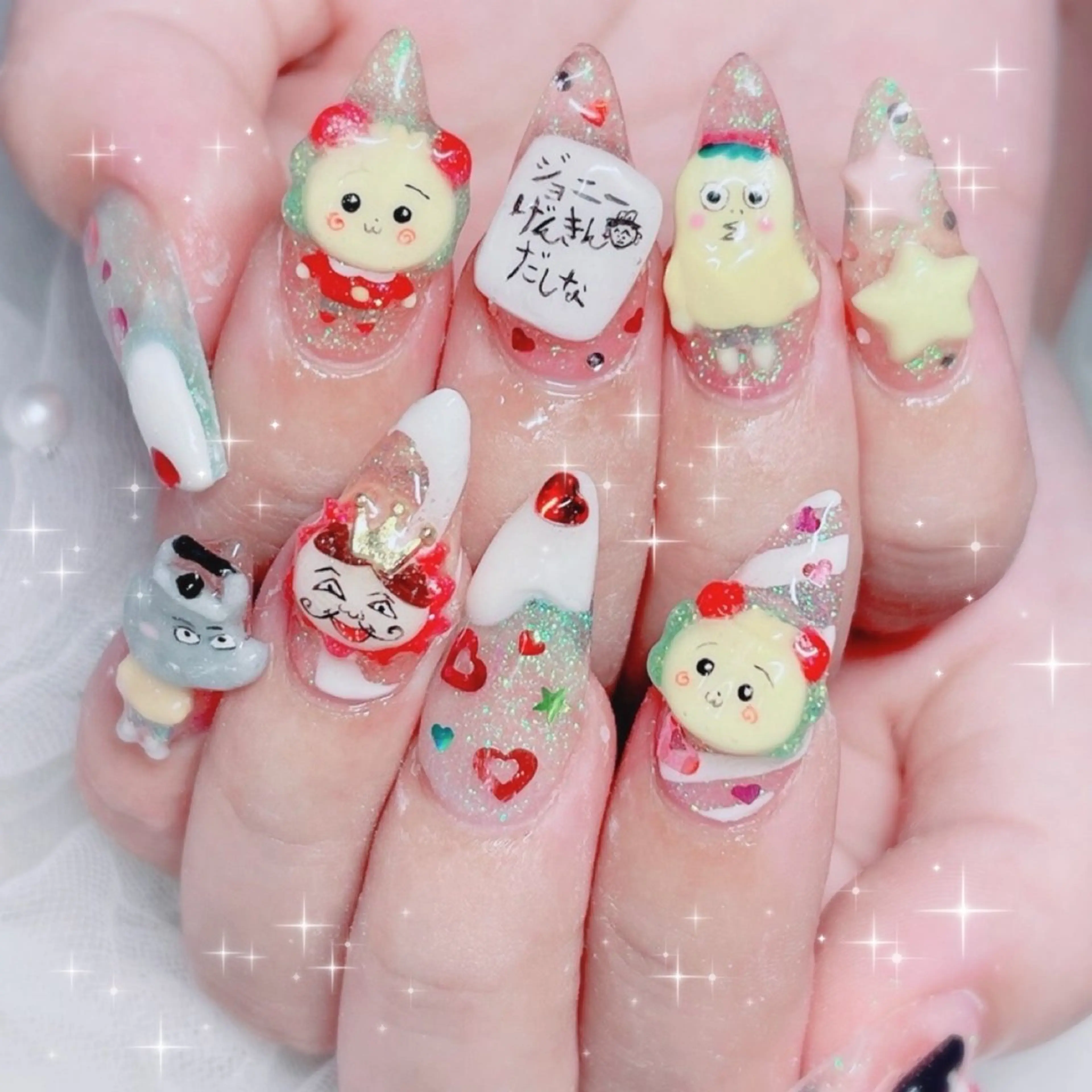 【長さ出し】世界にひとつだけの“推しネイル”💖¥9890【120分通常コース】(オリジナル3D・パーツ制作対応)の写真