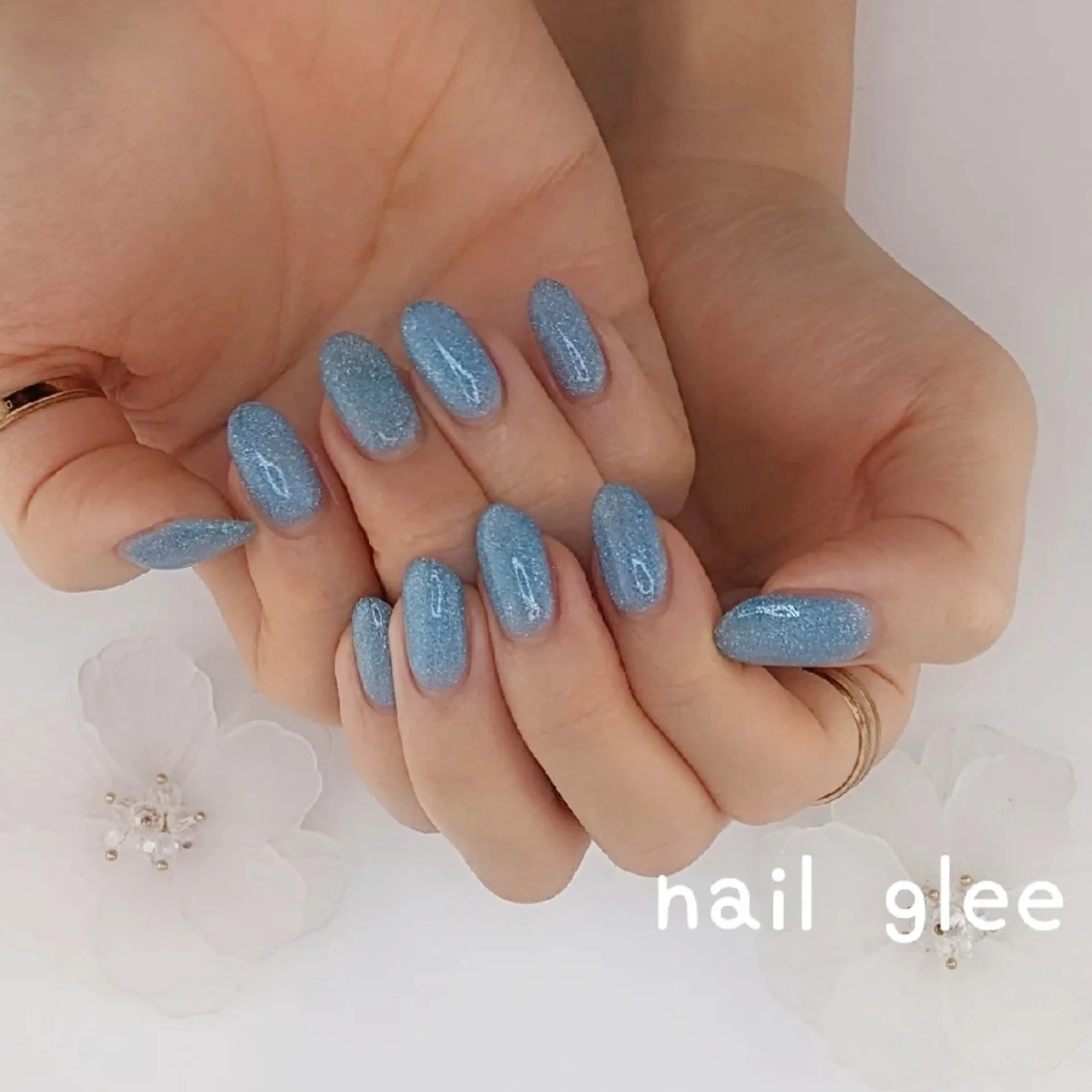 ネイル ブルー 春ネイル ハンドネイル Azusa .nail gleeのネイルデザイン