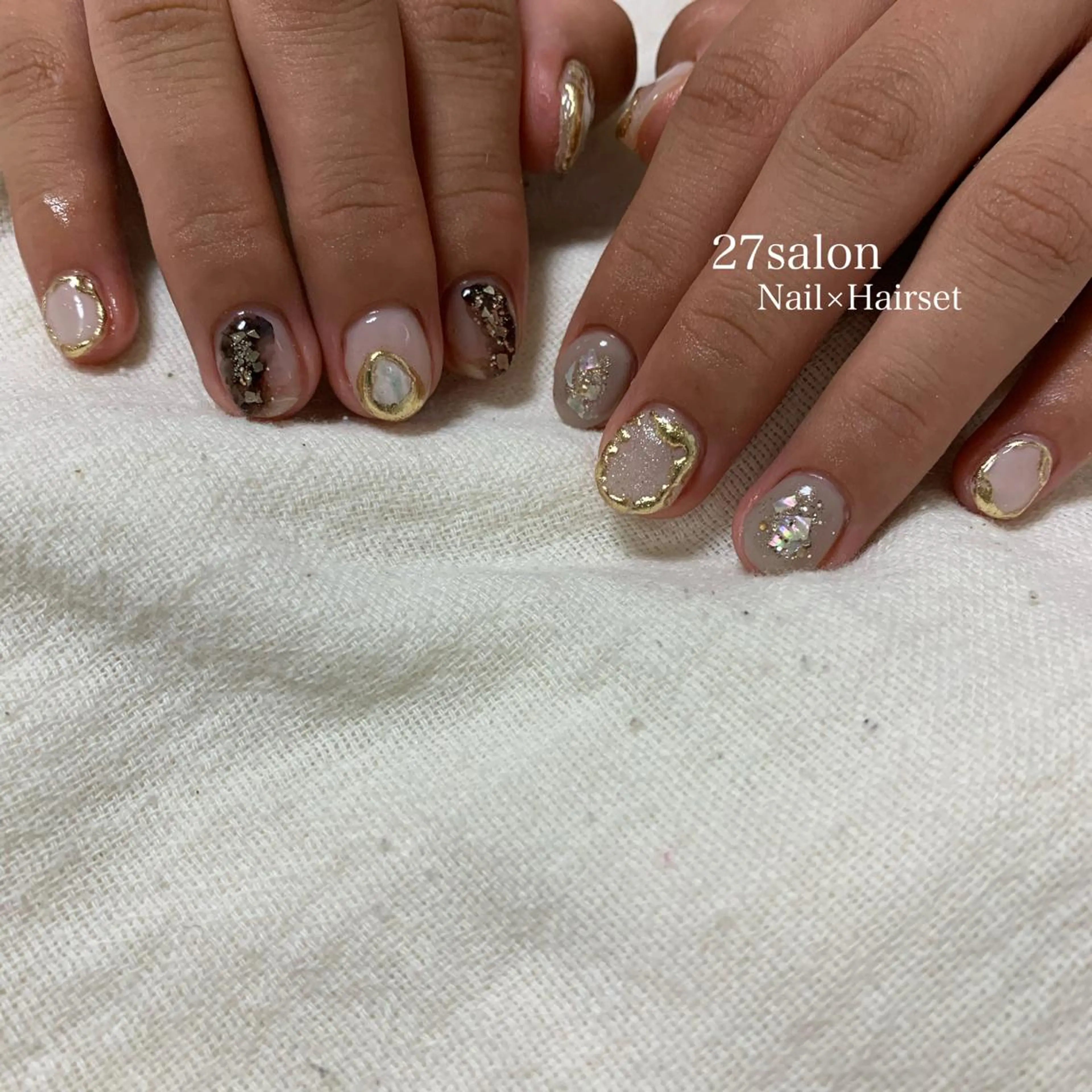 ネイル ニュアンスネイル ショートネイル ハンドネイル 27salon yuinaのネイルデザイン