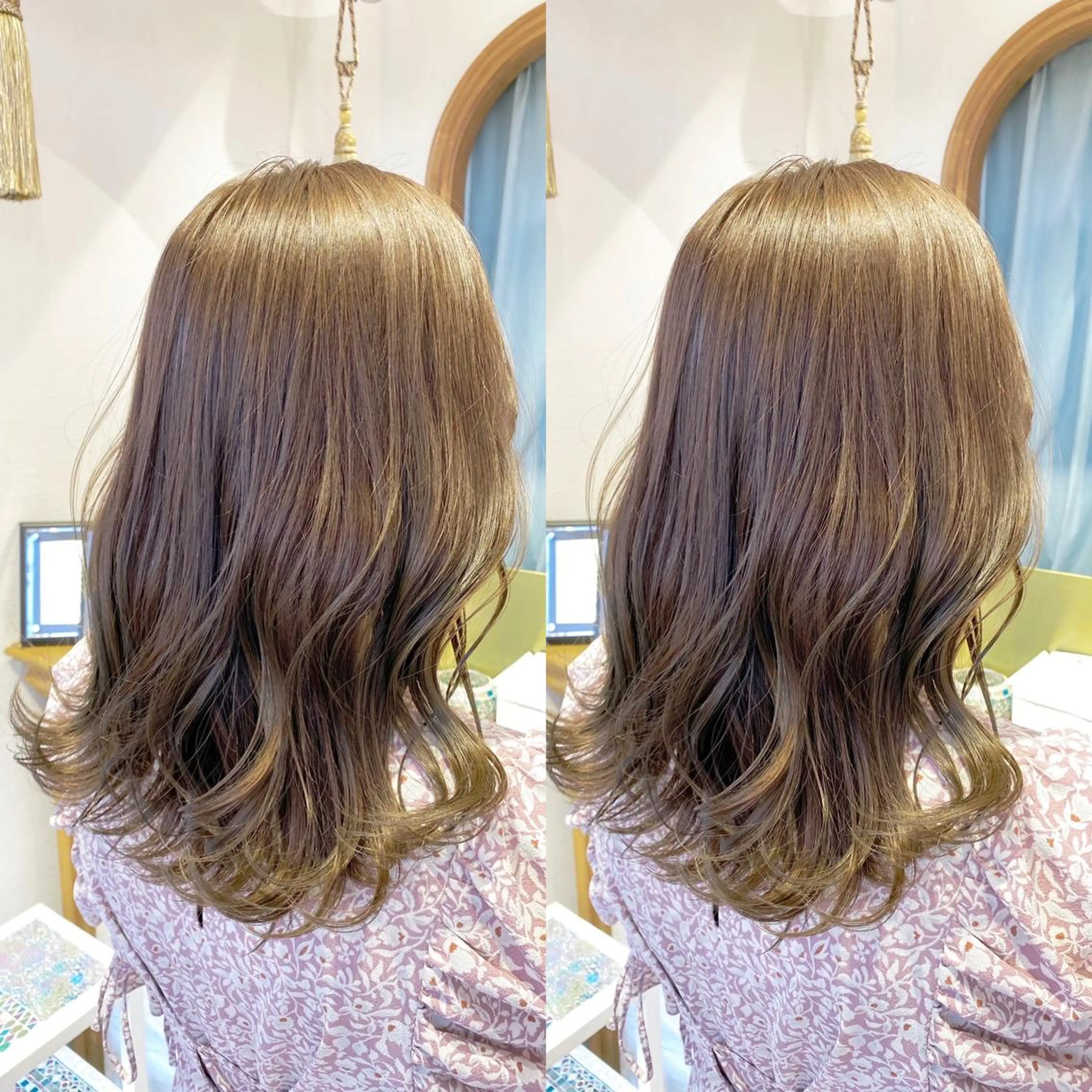 ミディアム カット ヘアカラー トリートメント レイヤーカット /透明感カラー西田のヘアスタイル