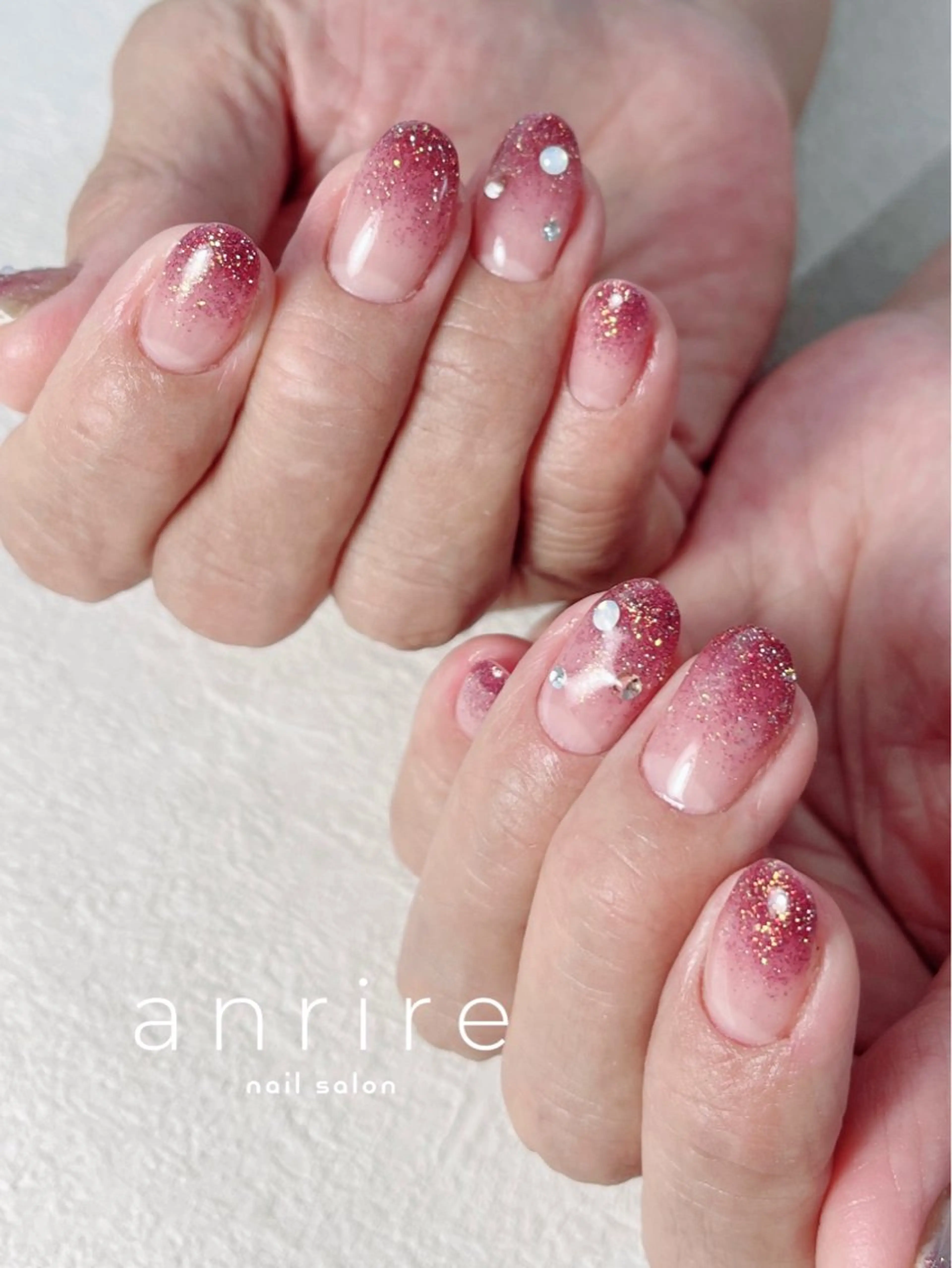 ネイル ボルドー フラッシュネイル ジェルネイル キラキラネイル ラメ(グリッター) ハンドネイル nail salon anrire〜アンリール〜所属・nailsalon anrireのネイルデザイン
