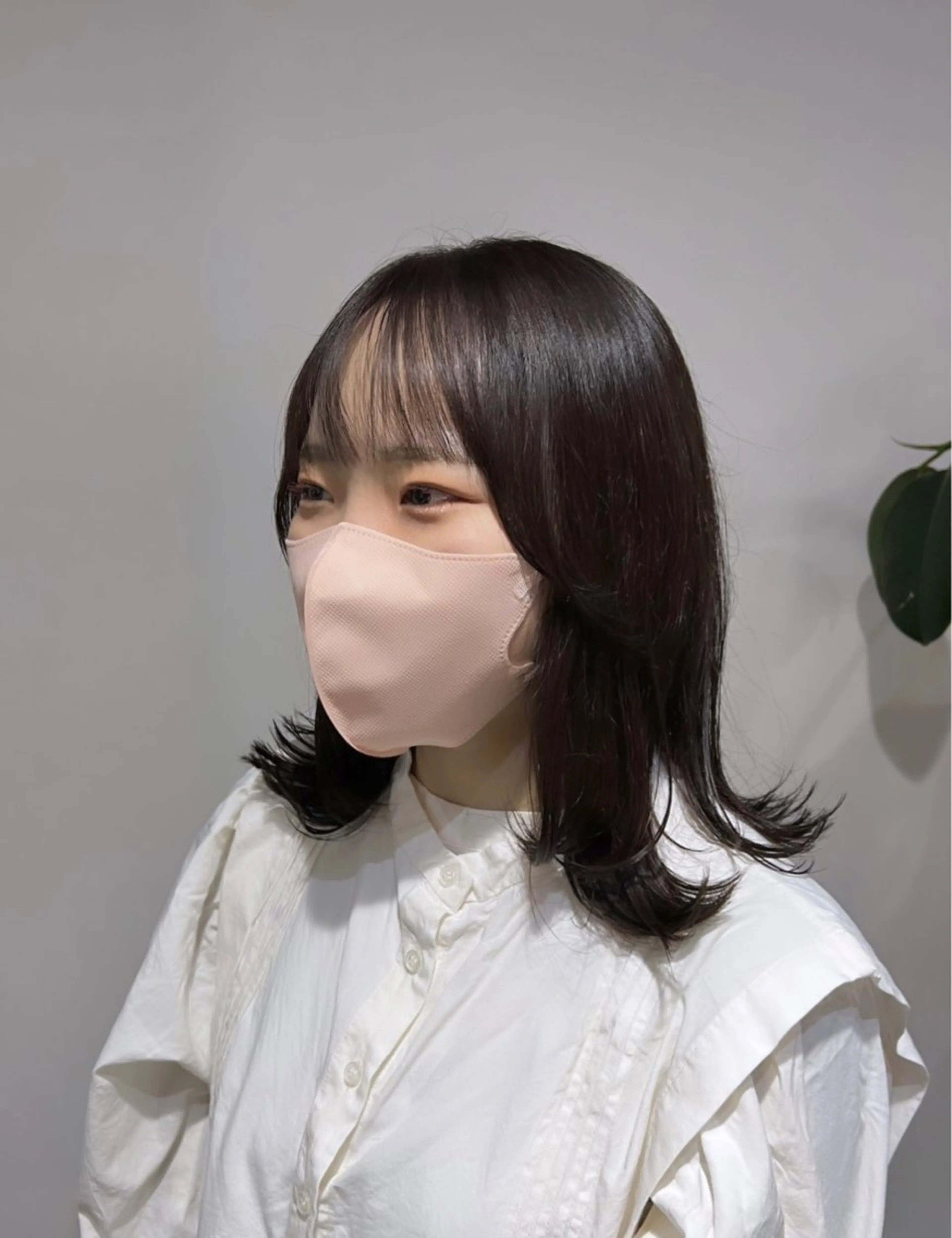 ミディアム カラー 韓国風ヘア 石野 友唯のヘアスタイル