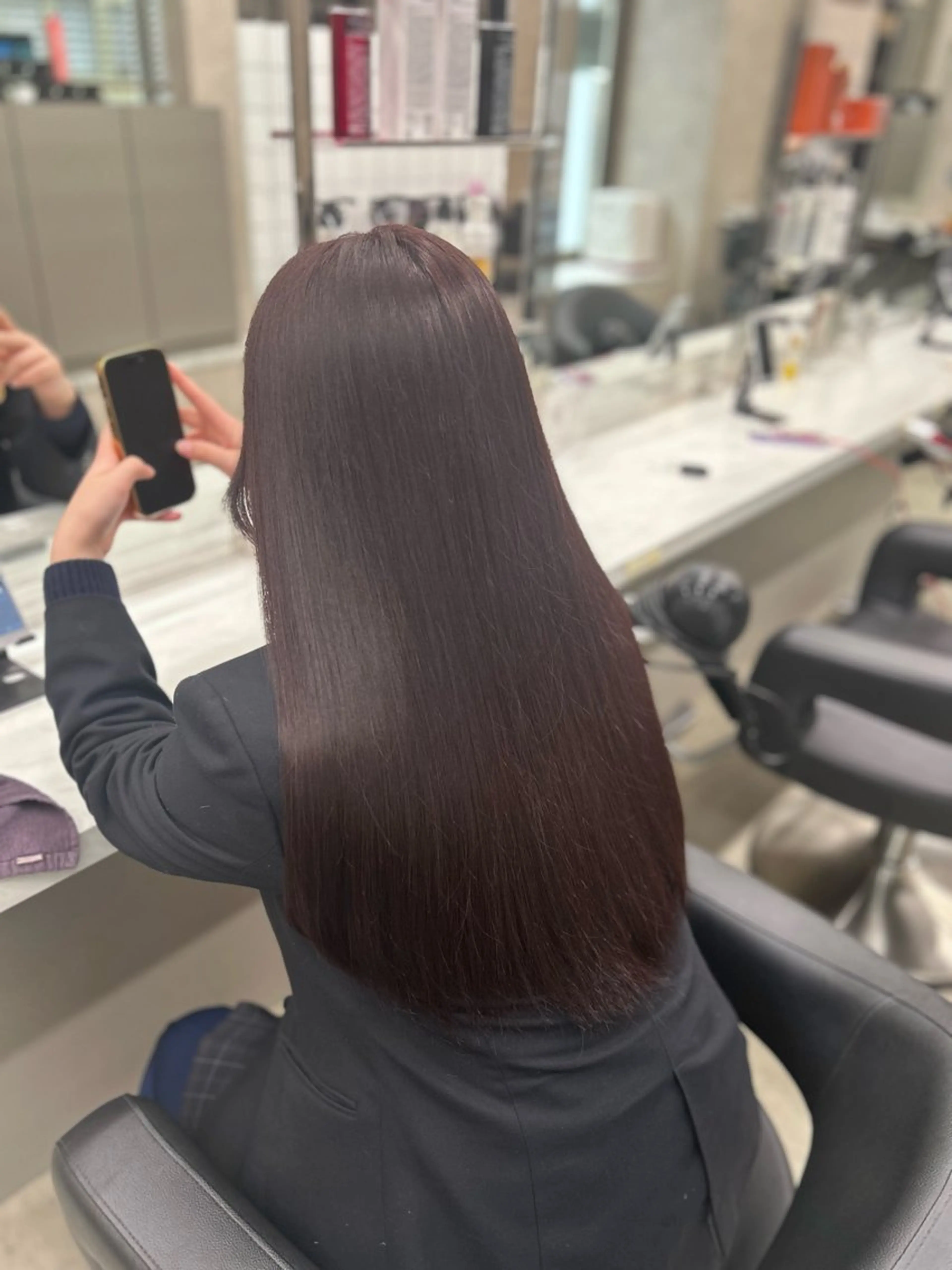 ロング カラー パーマ ヘアアレンジ メンズ キッズ ヘアカラー トリートメント ヘアセット ブリーチなしカラー/ ブラウン/レイヤーのヘアスタイル