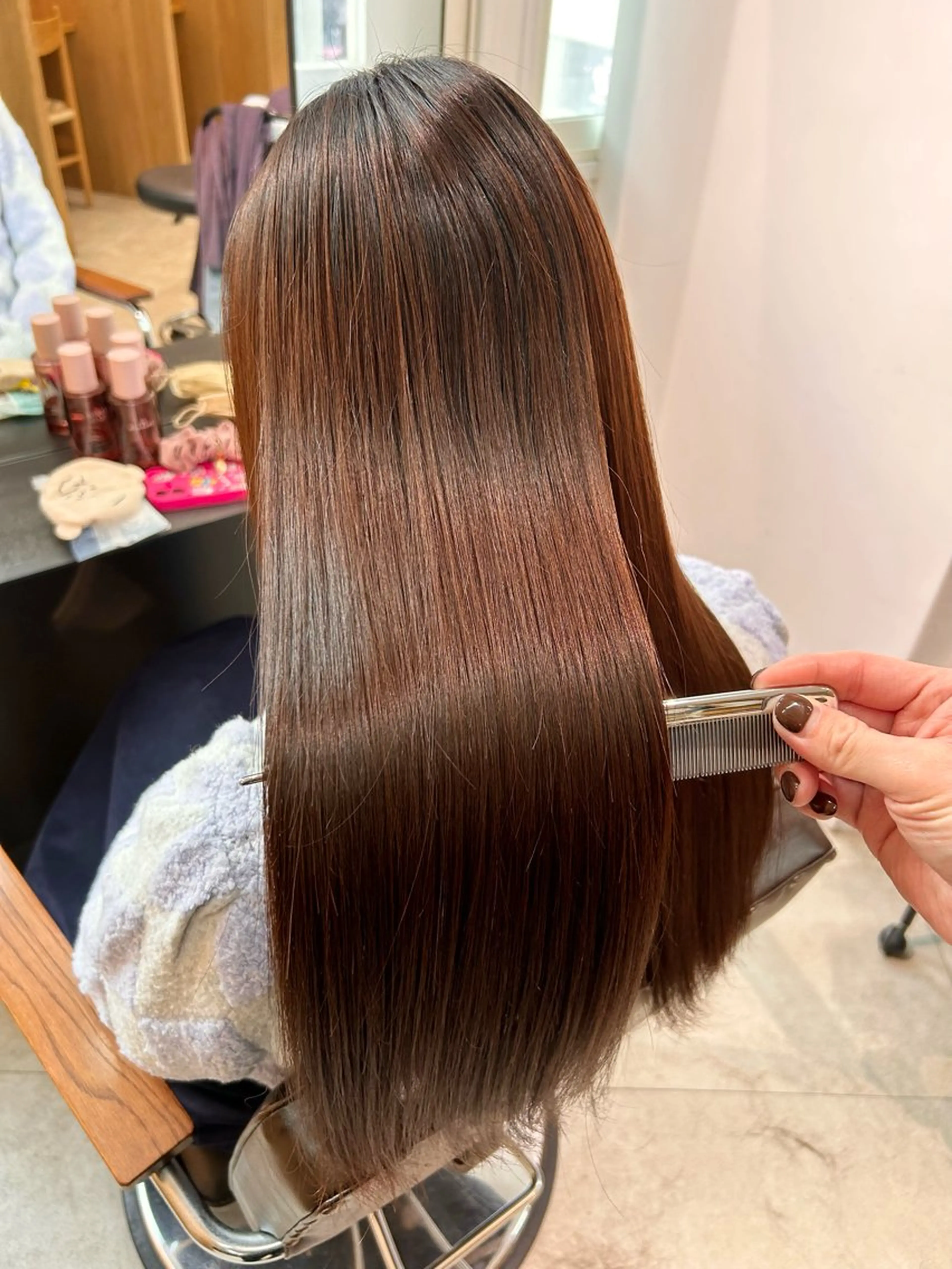 ロング カラー 髪質改善 トリートメント ヘアカラー トリートメント 🩵縮毛矯正  髪質 改善 美髪🩵のヘアスタイル