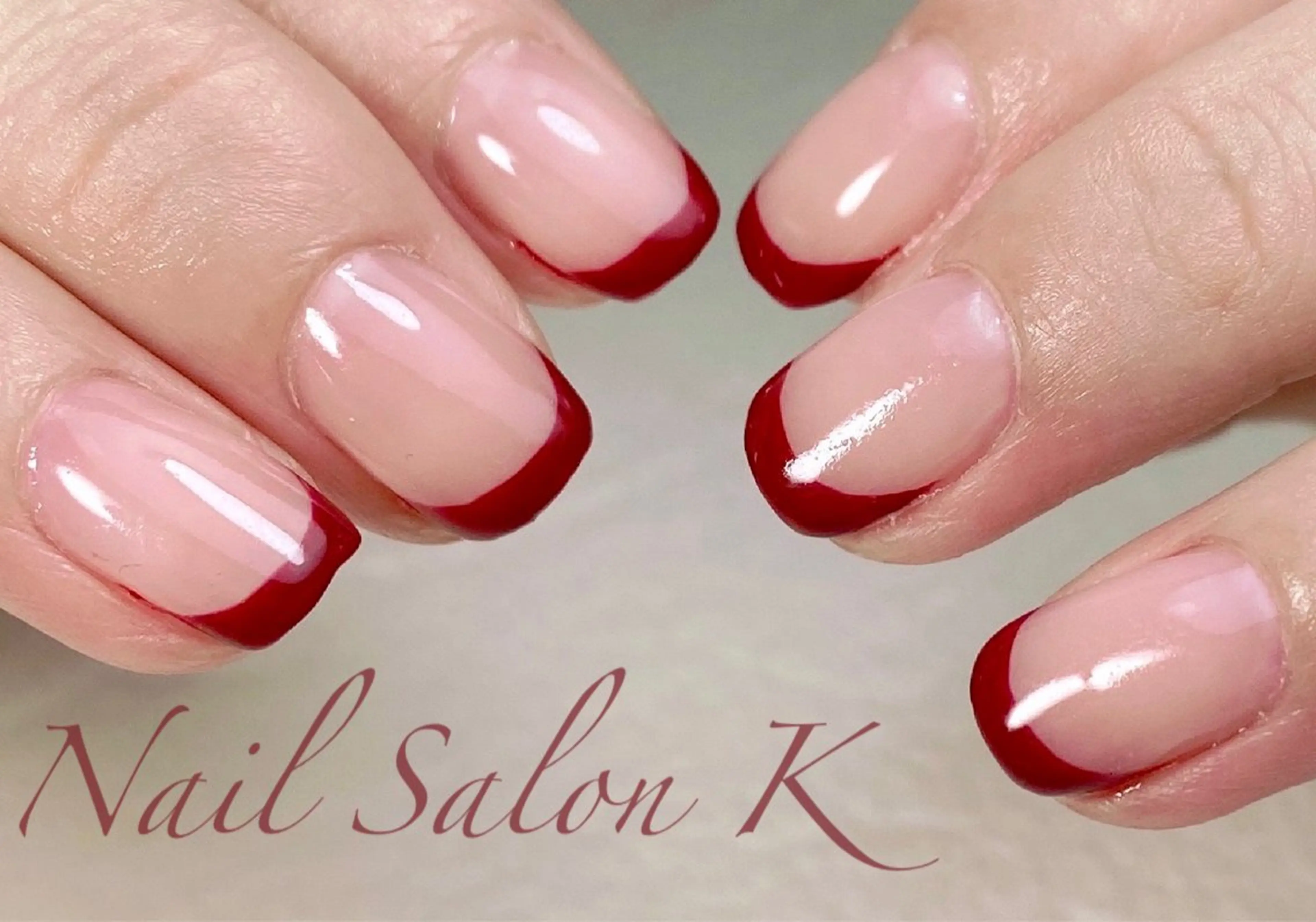 ネイル ボルドー フレンチネイル ハンドネイル Nail Salon K 🧸美爪育成のネイルデザイン