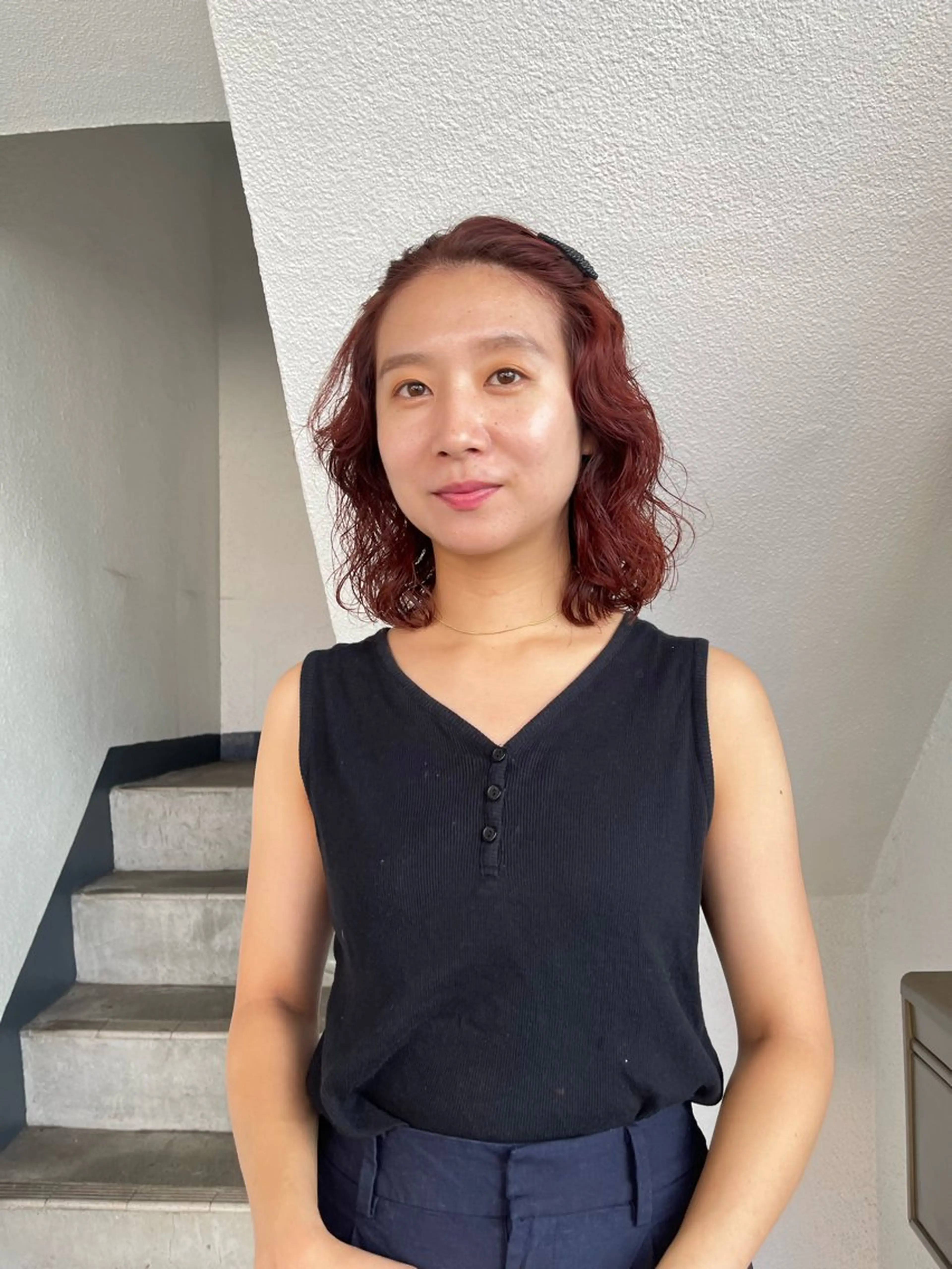 ミディアム カラー パーマ ミディアムパーマ ヘアカラー ボブパーマ/パーマ ウルフパーマのヘアスタイル