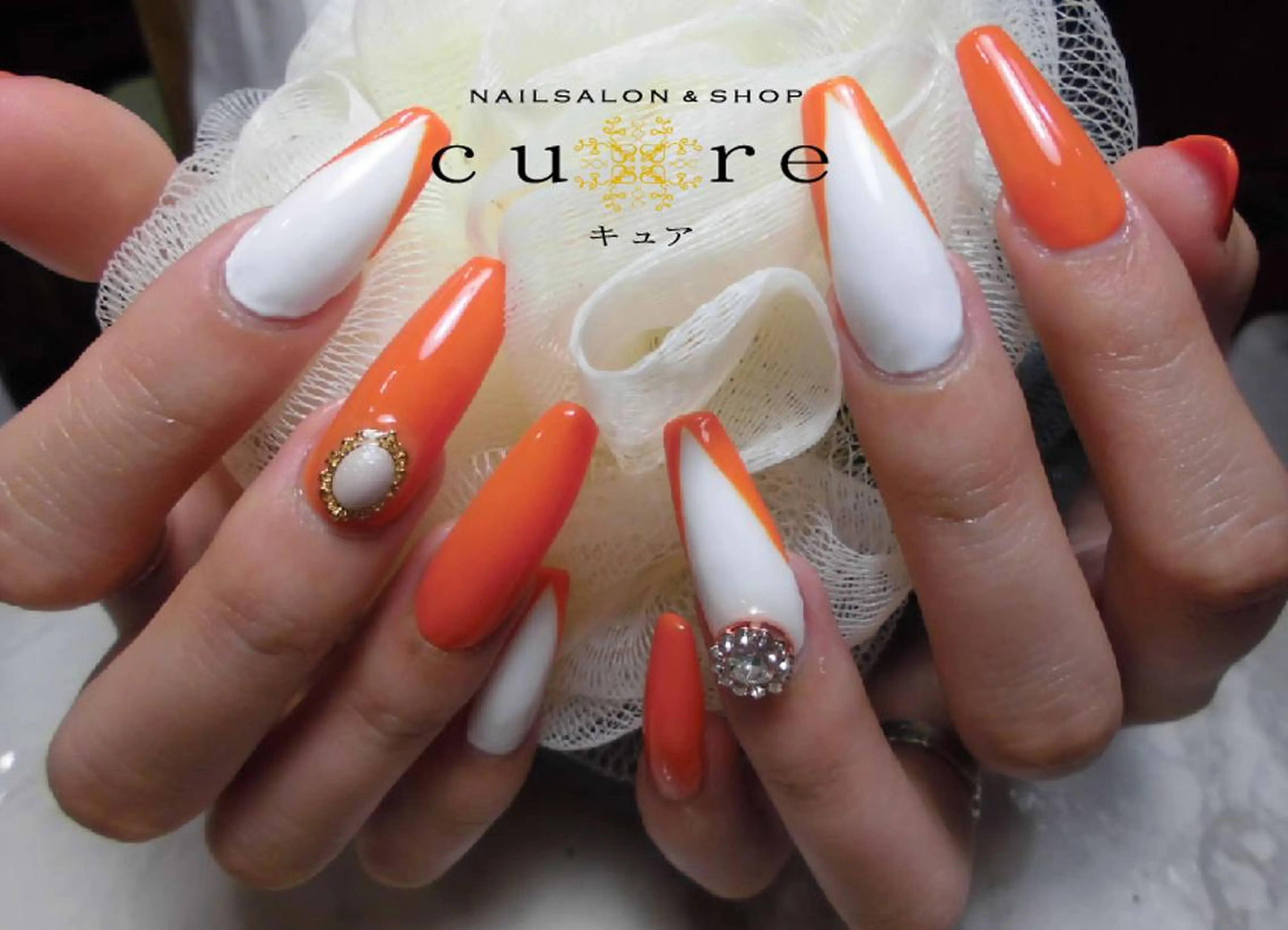 ロング ネイル 長さ出し スカルプネイル ネイルサロン Cureのネイルデザイン