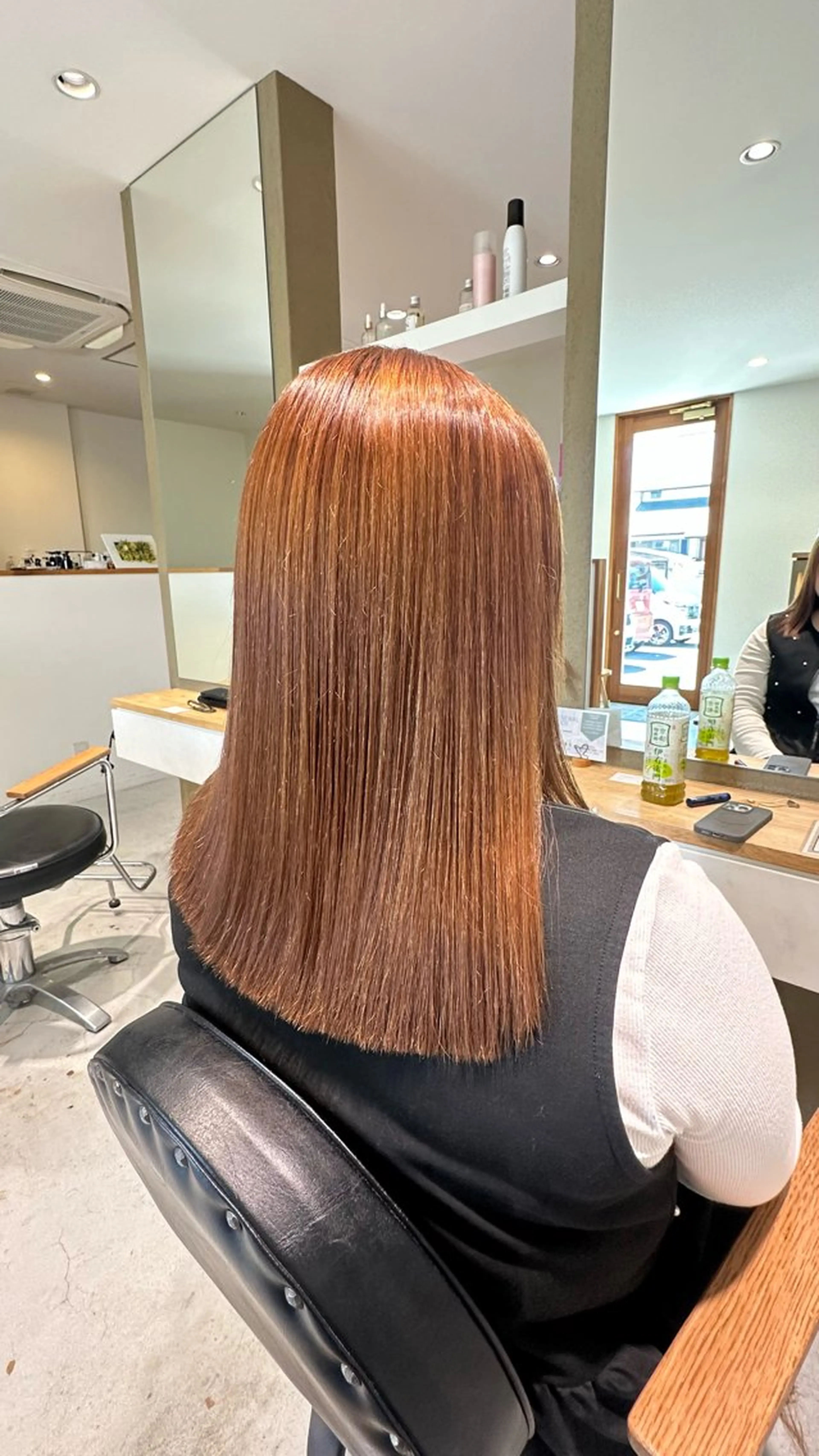 セミロング 髪質改善 レイヤーカット 縮毛矯正 カット 縮毛矯正 レイヤー/蟹江/ くすみカラー/川口のヘアスタイル