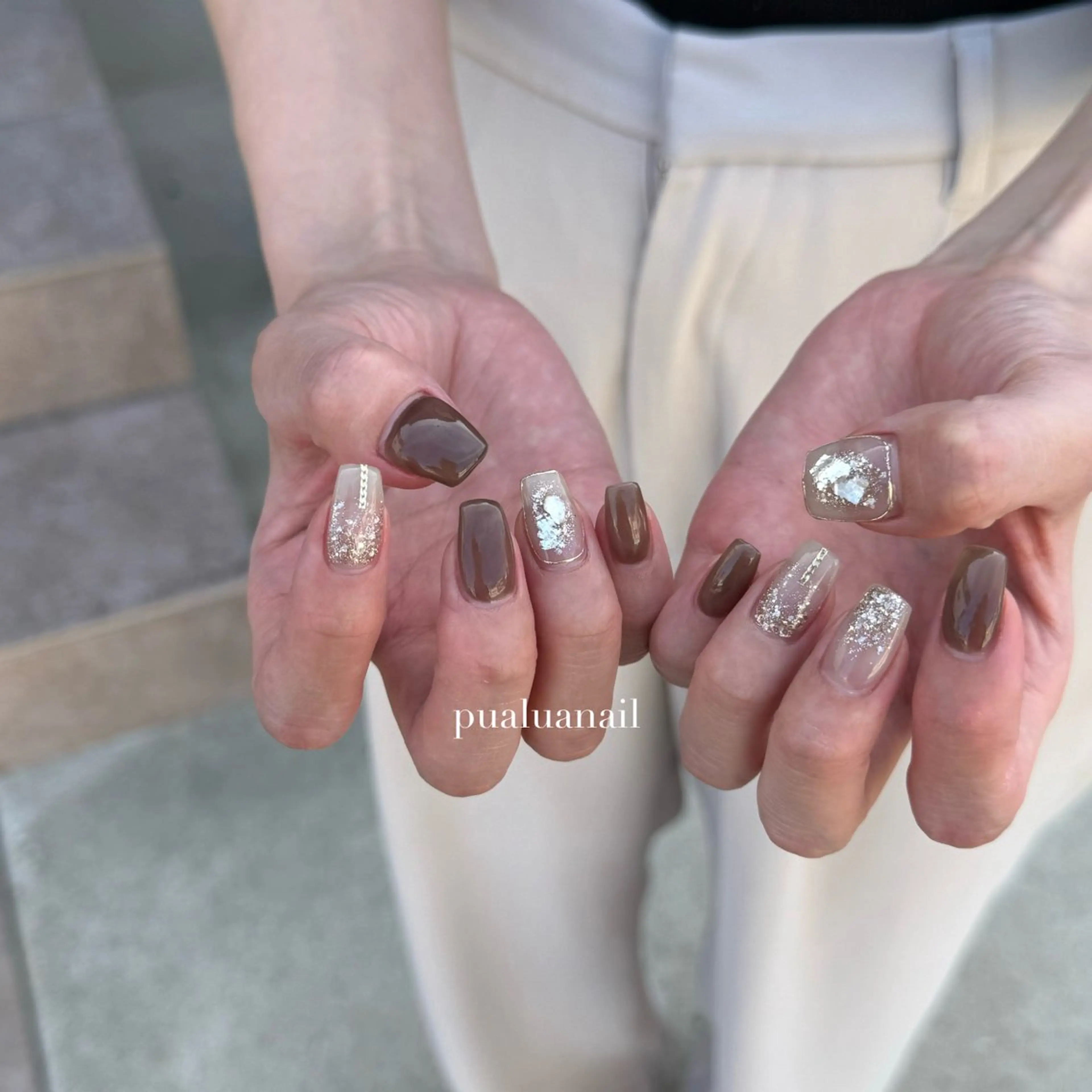 ネイル シンプルネイル ハンドネイル pualua miharuのネイルデザイン