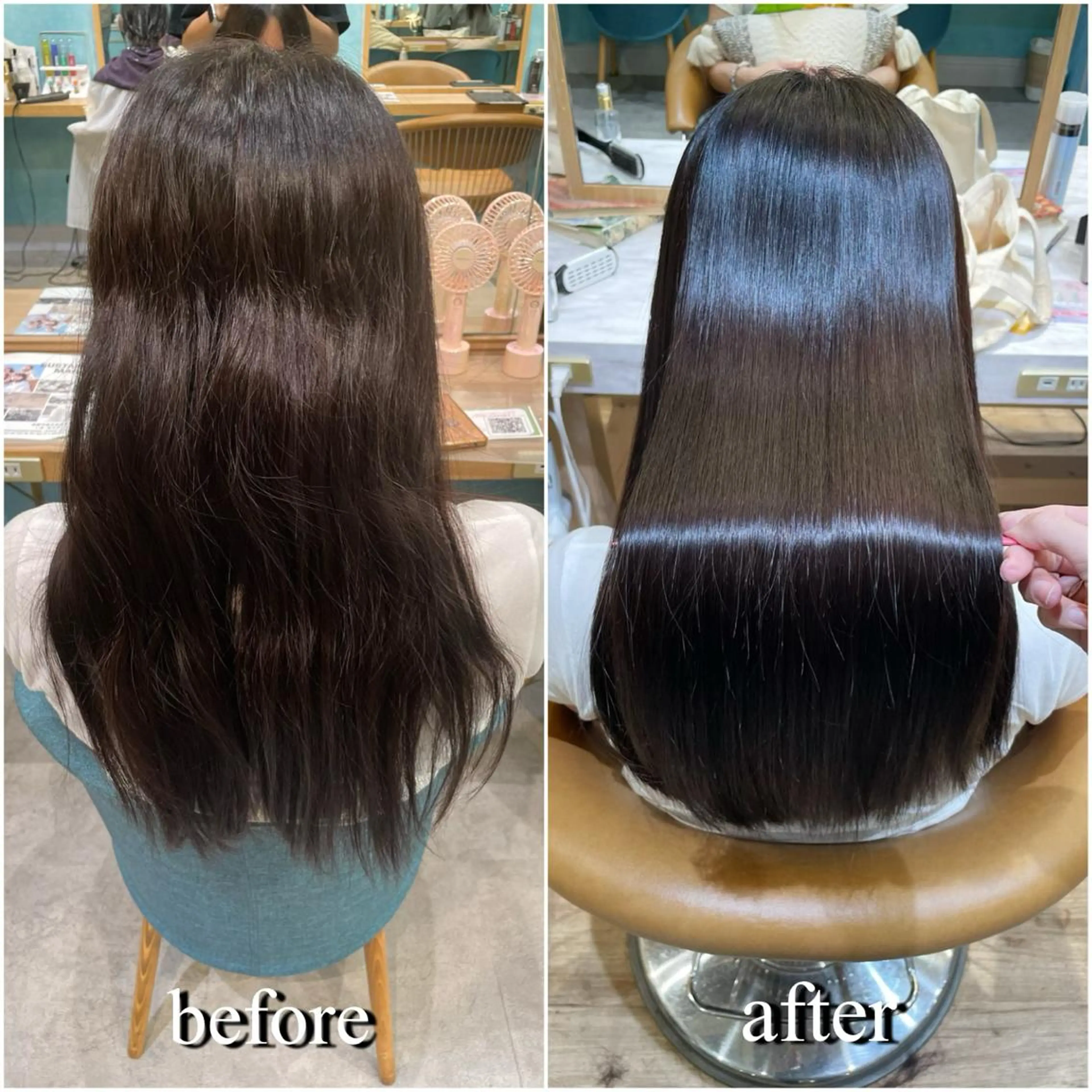 ロング カット 縮毛矯正 トリートメント 縮毛矯正　髪質改善 韓国風レイヤー　吉田のヘアスタイル