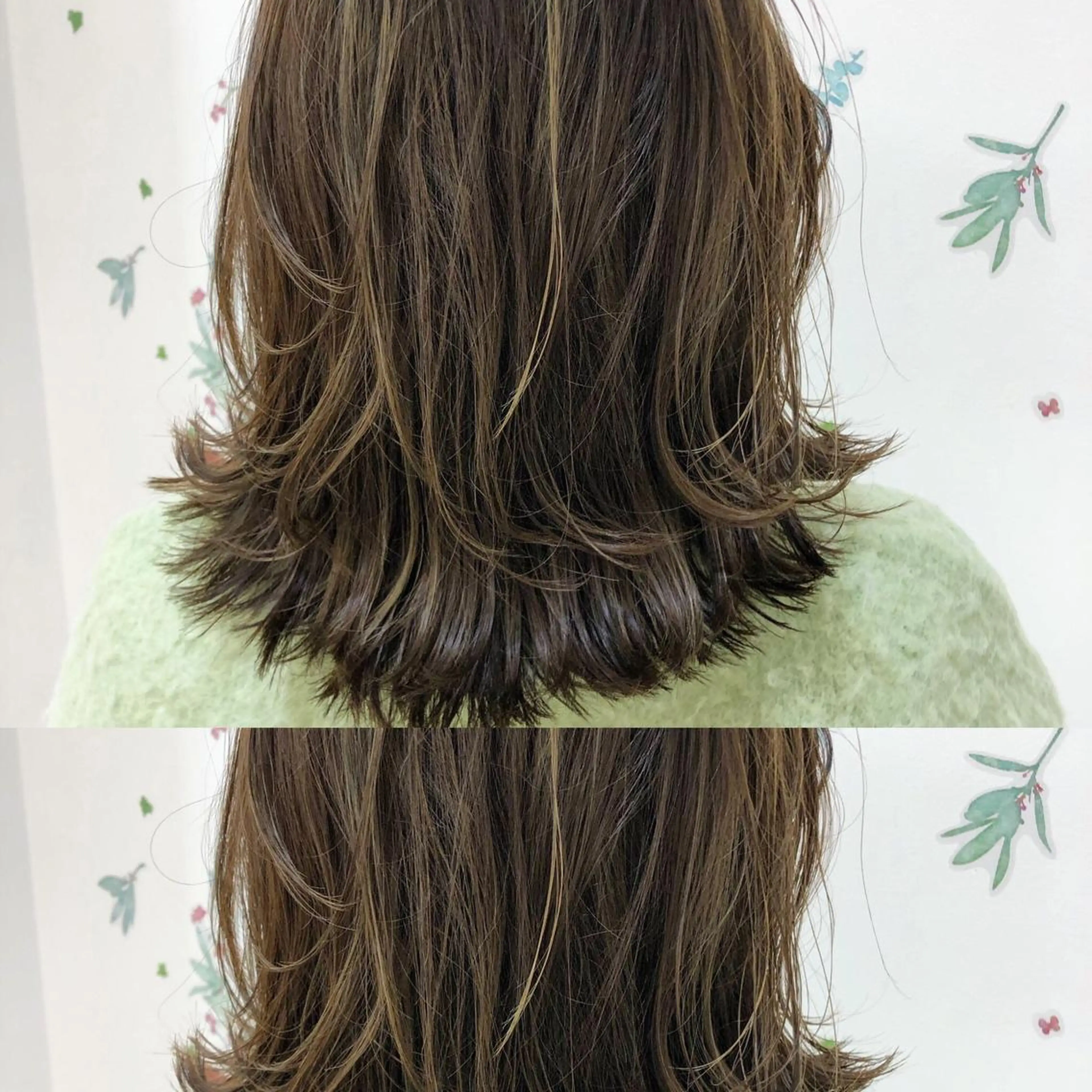 ミディアム カラー アッシュ バレイヤージュ ブリーチ 透明感カラー グラデーションカラー レイヤー/韓国/ 顔周り/しんやのヘアスタイル