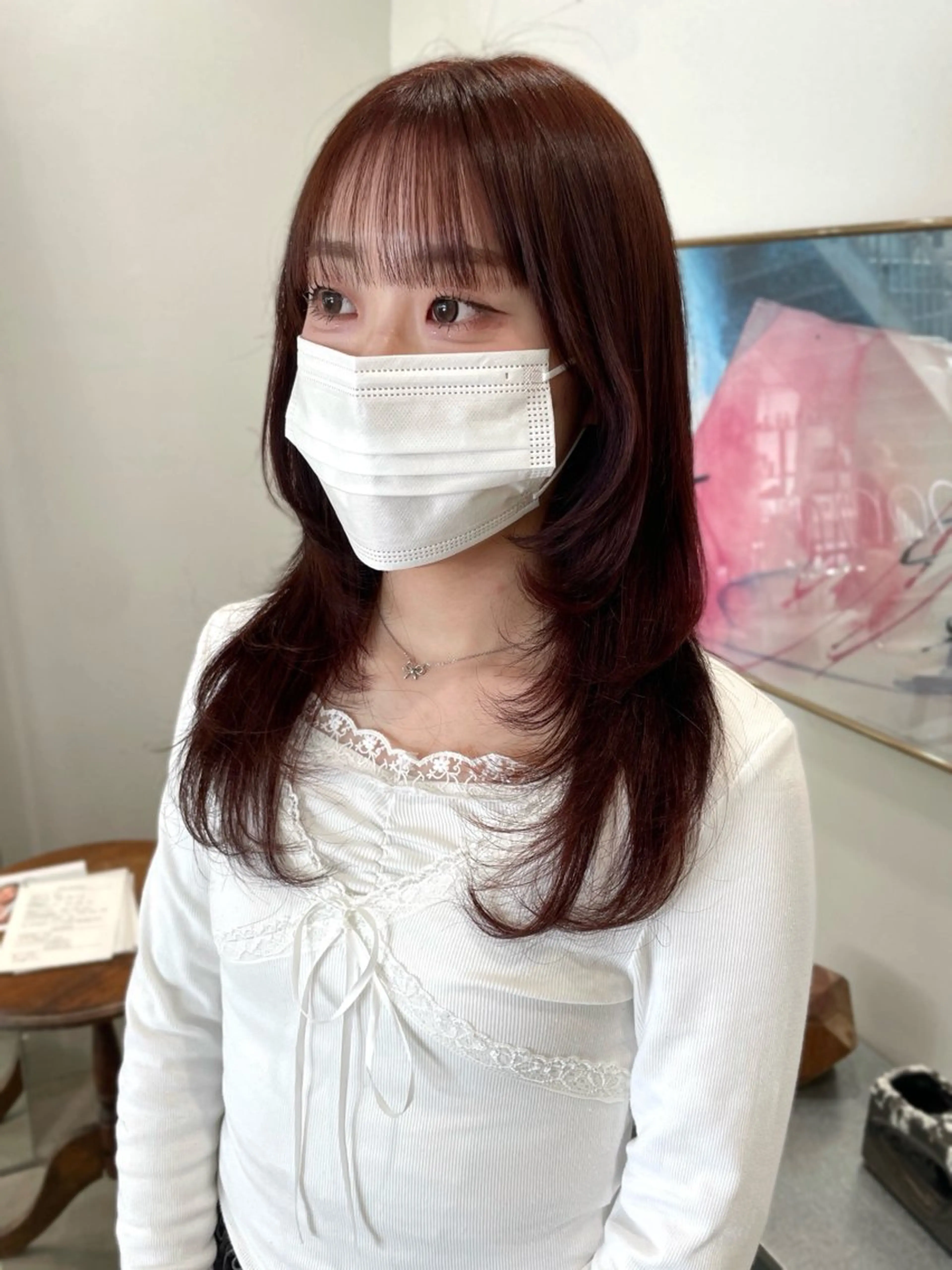 ロング カラー カット ヘアカラー 林 千聖のヘアスタイル