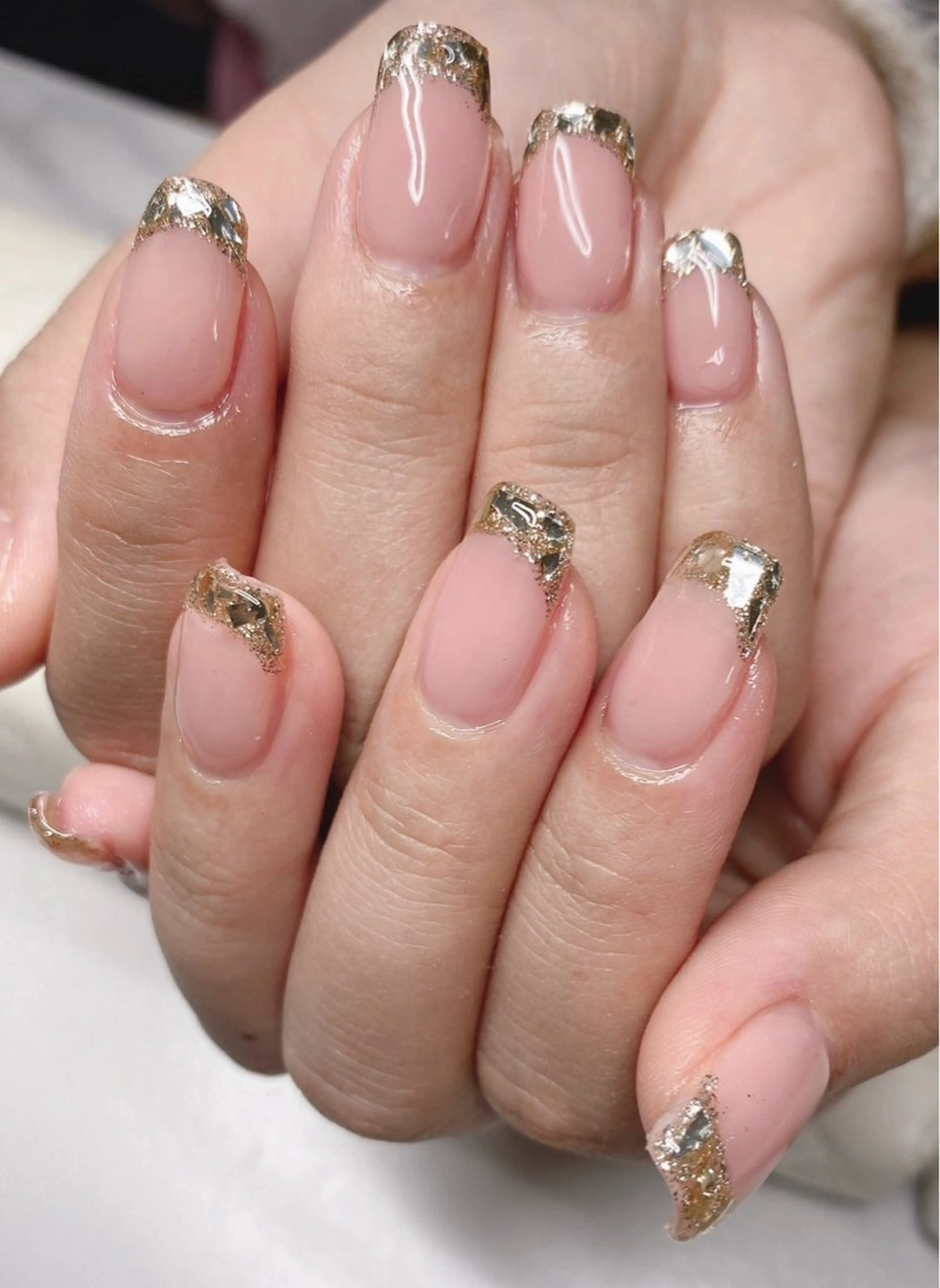 新規初回自爪付け替えオフ無料★ハント自爪ガラスフレンチの写真