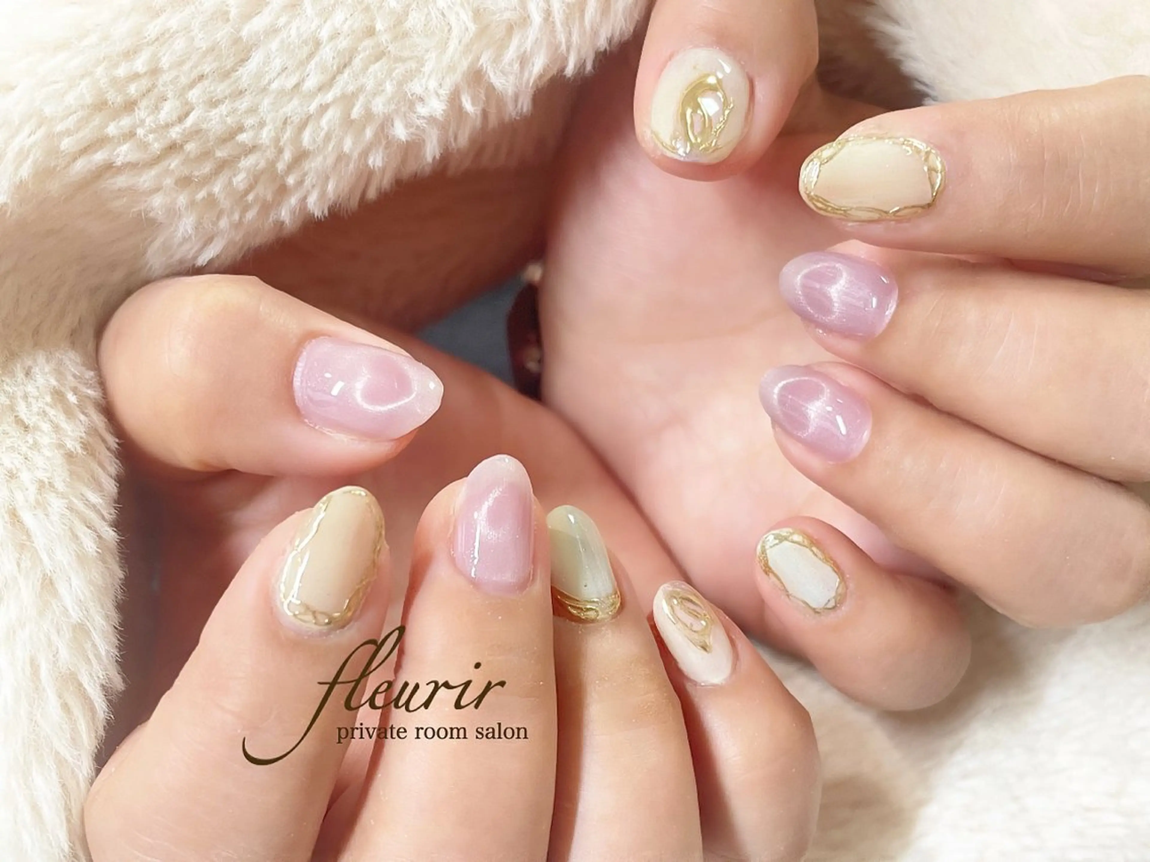 ネイル ハート マグネットネイル ニュアンスネイル バレンタイン フルリール 【プライベートサロンのネイルデザイン