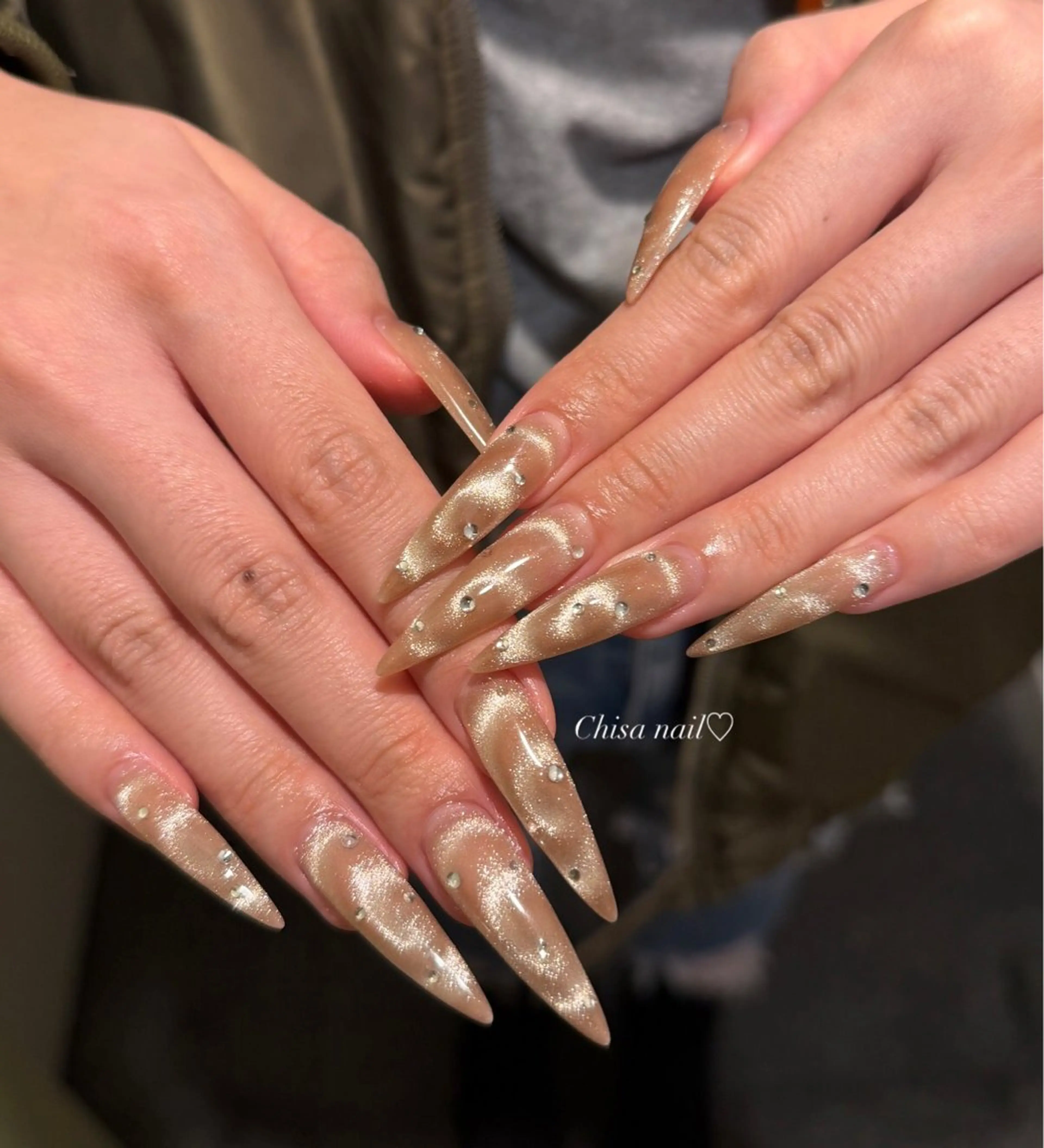 ネイル 長さ出し ジェルネイル グラデーション キラキラネイル 韓国ネイル ハンドネイル ハンドケア Chisa Nail Studio所属・チ サのネイルデザイン