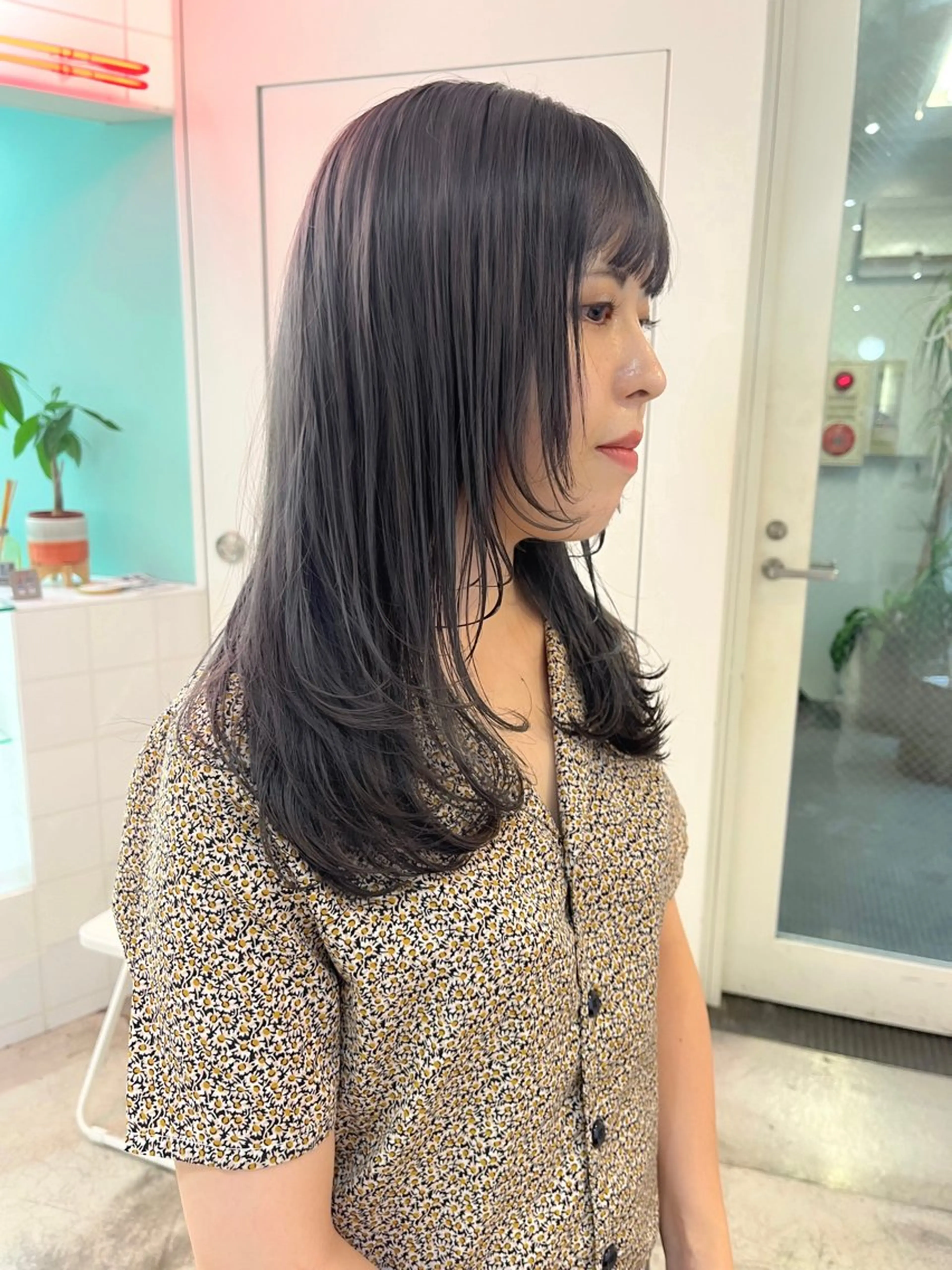 ロング カラー ハイトーン/レイヤー ハッシュカット/牧原のヘアスタイル