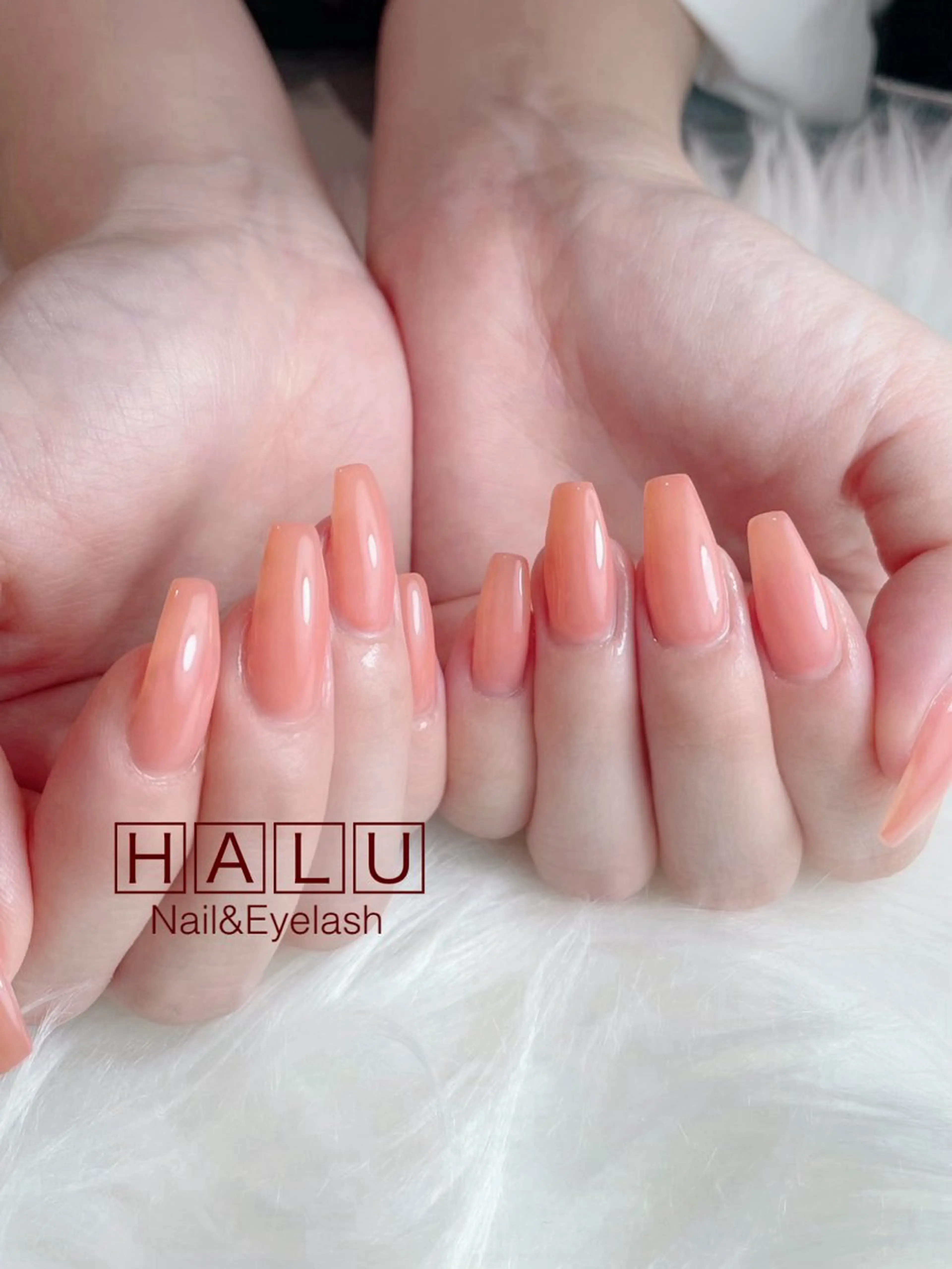 ネイル オレンジ ピンク HALU ハルのネイルデザイン