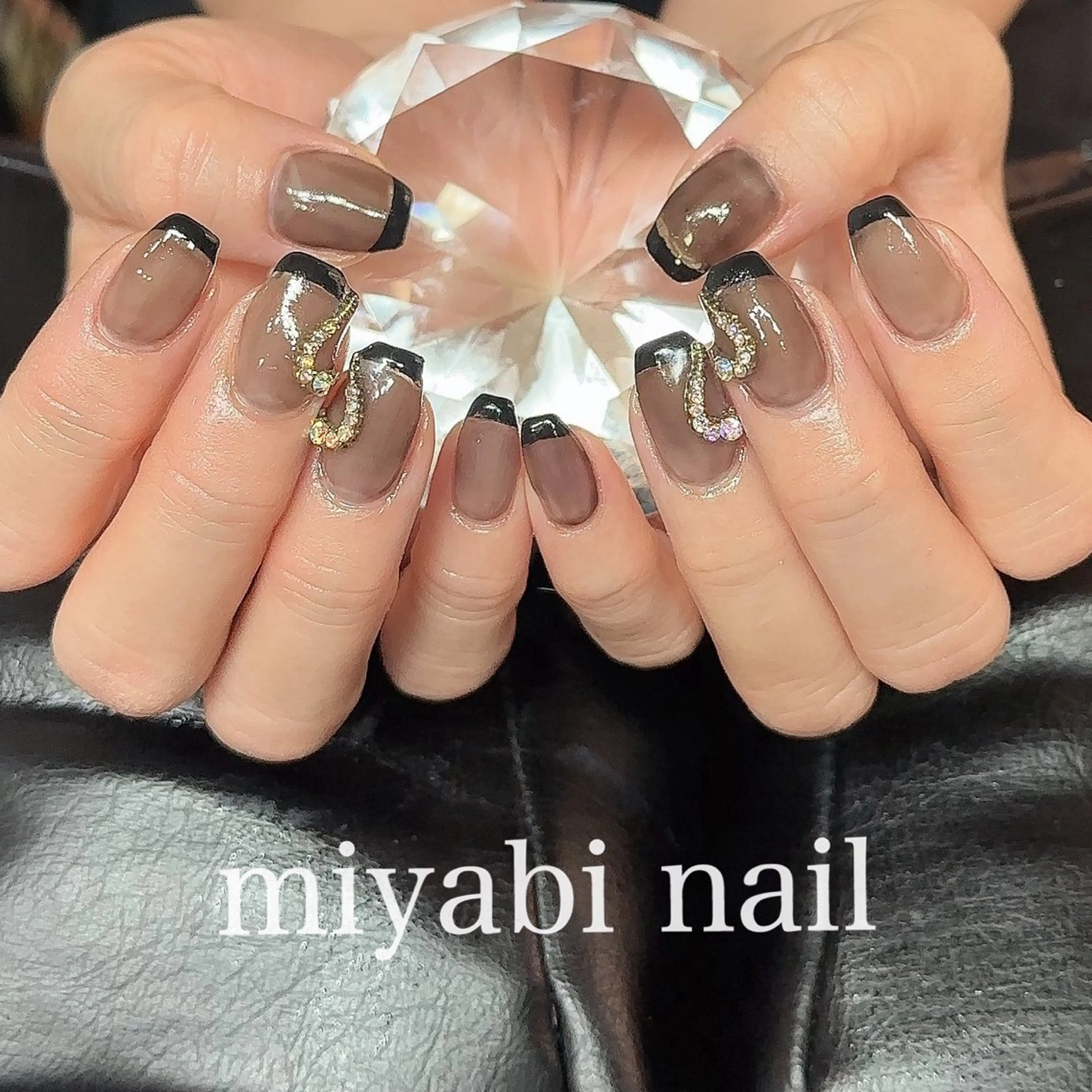 ネイル フレンチネイル ジェルネイル ハート 持ち込み スクエアネイル ハンドネイル miyabi nail 桂川駅近くのネイルデザイン