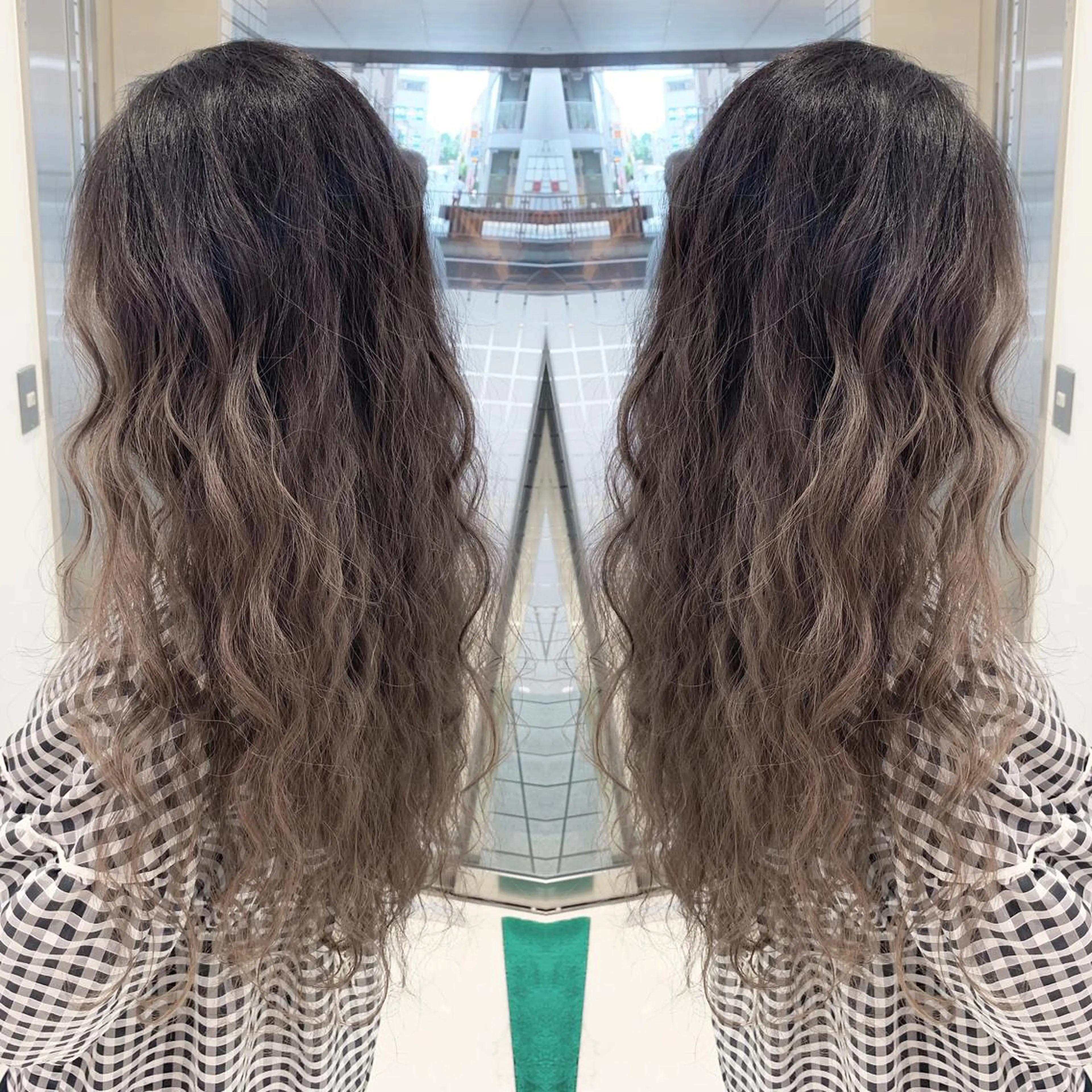 ロング カラー バレイヤージュ グレージュ レイヤーカット カット ヘアカラー N° jillva ♦️川端裕司♦️のヘアスタイル